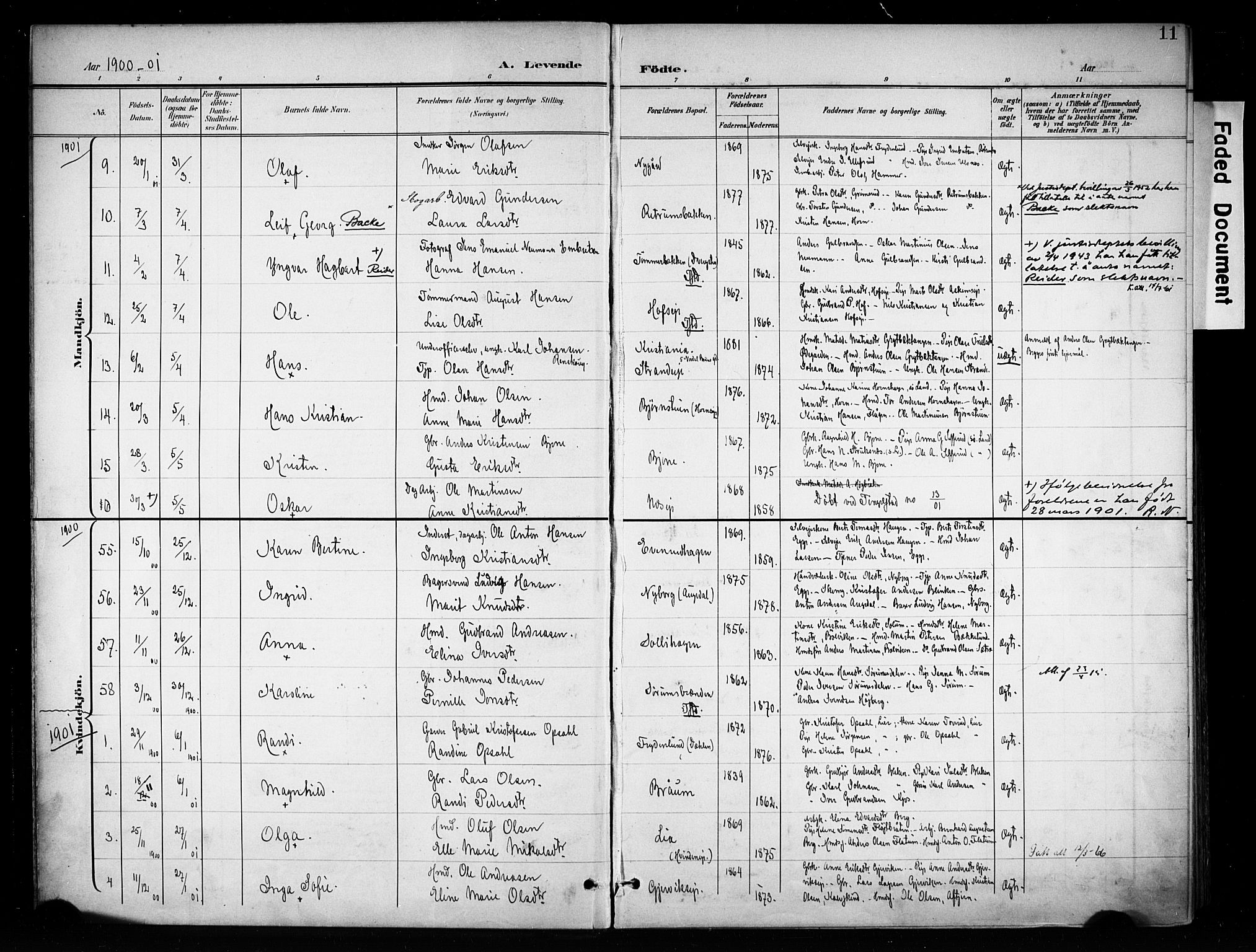 Brandbu prestekontor, SAH/PREST-114/H/Ha/Haa/L0001: Parish register (official) no. 1, 1900-1912, p. 11