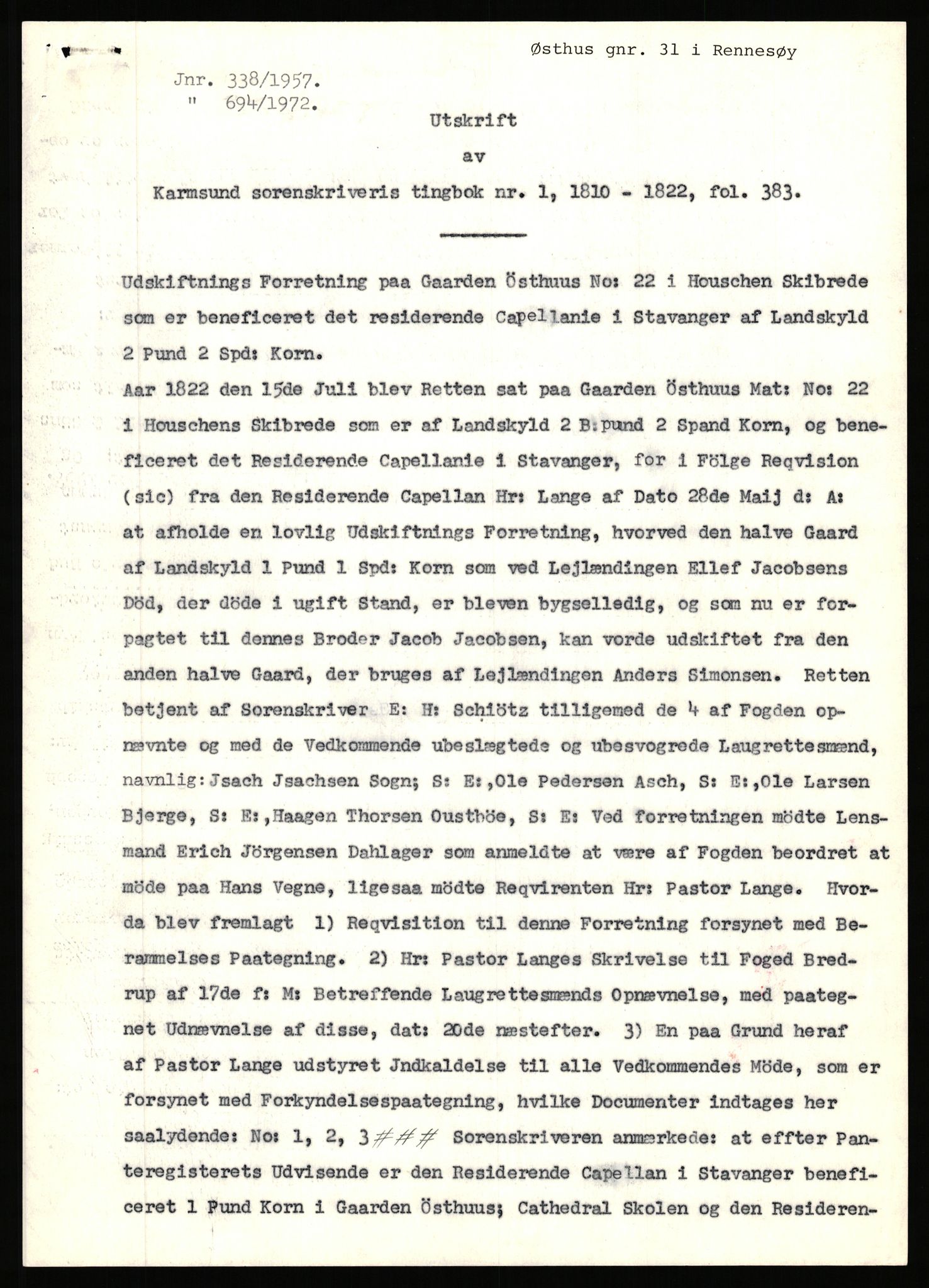 Statsarkivet i Stavanger, AV/SAST-A-101971/03/Y/Yj/L0099: Avskrifter sortert etter gårdsnavn: Østerhus - Åkre, 1750-1930, p. 104