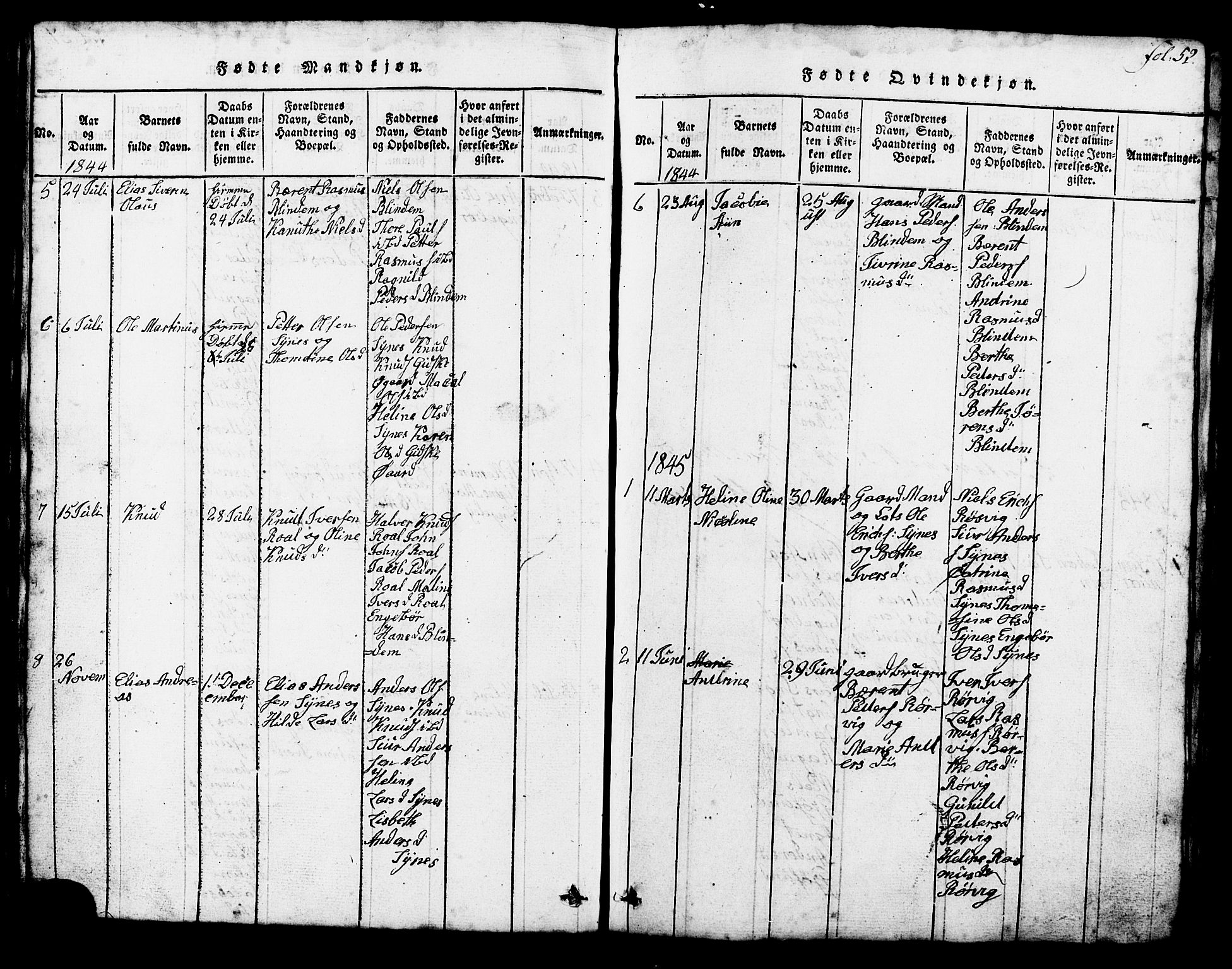 Ministerialprotokoller, klokkerbøker og fødselsregistre - Møre og Romsdal, SAT/A-1454/537/L0520: Parish register (copy) no. 537C01, 1819-1868, p. 52