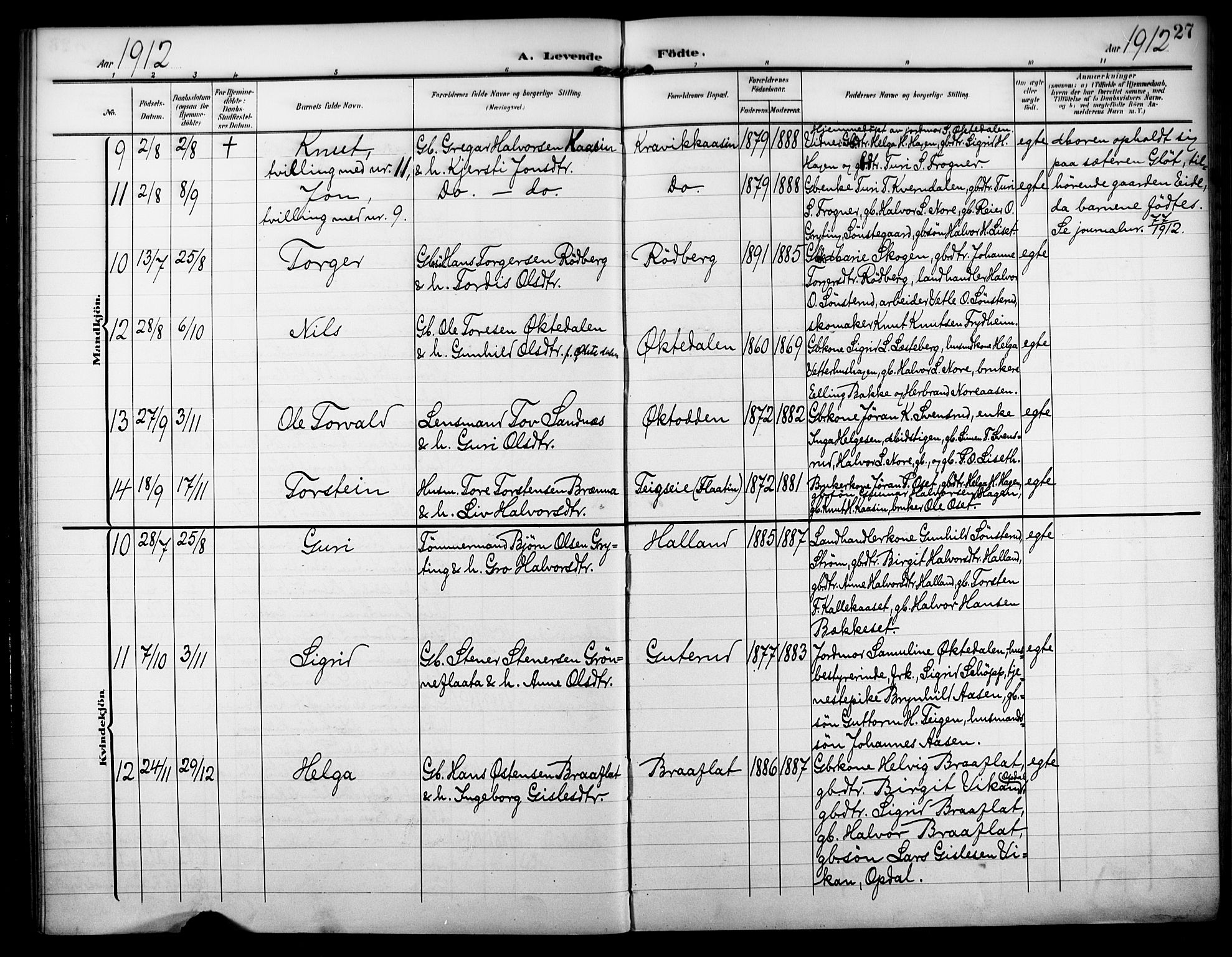 Nore kirkebøker, AV/SAKO-A-238/F/Fb/L0003: Parish register (official) no. II 3, 1906-1926, p. 27