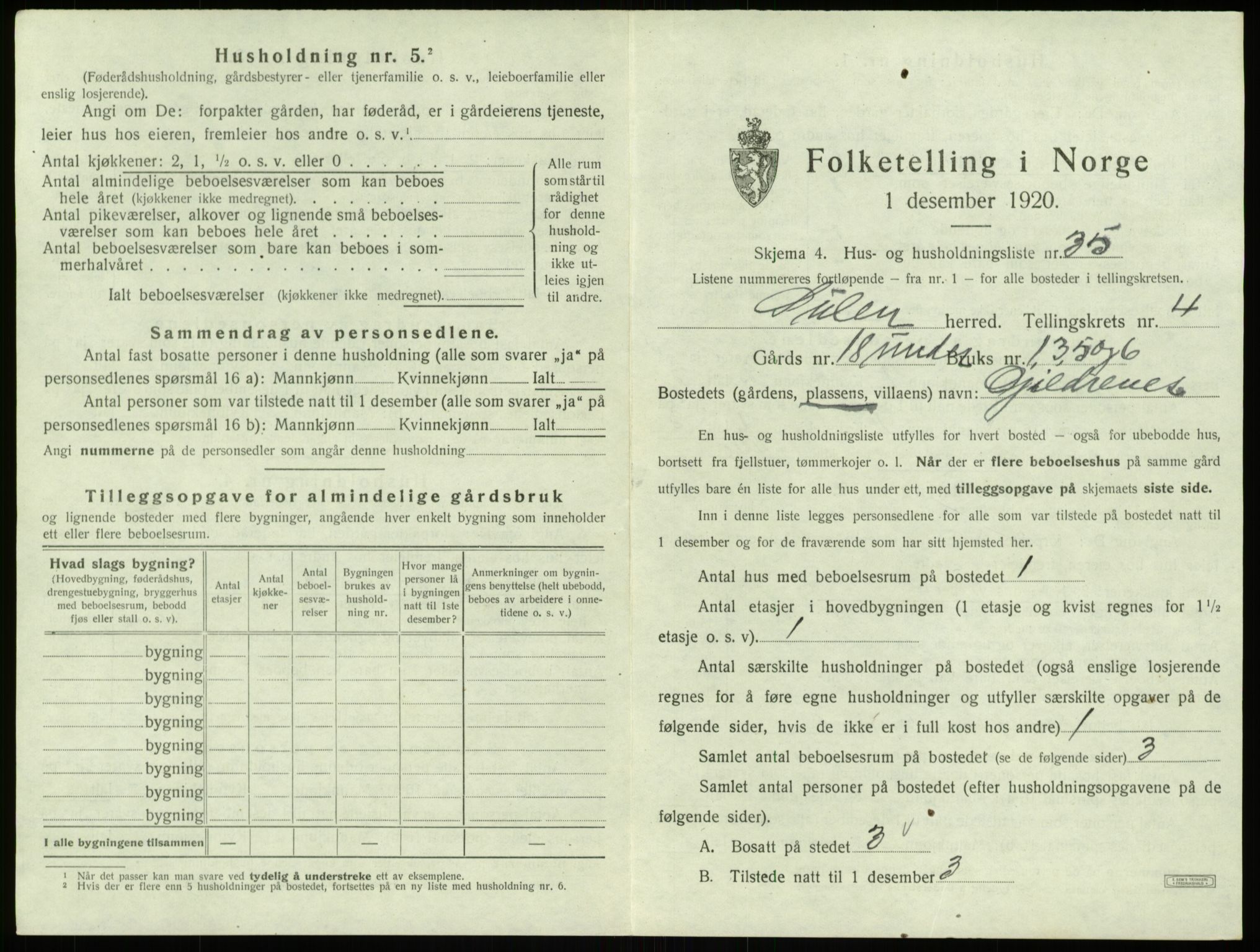 SAB, 1920 census for Solund, 1920, p. 292