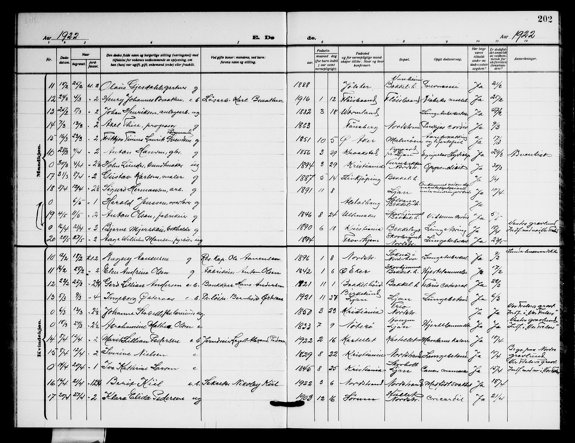 Nordstrand prestekontor Kirkebøker, AV/SAO-A-10362a/G/Ga/L0002: Parish register (copy) no. I 2, 1918-1925, p. 202