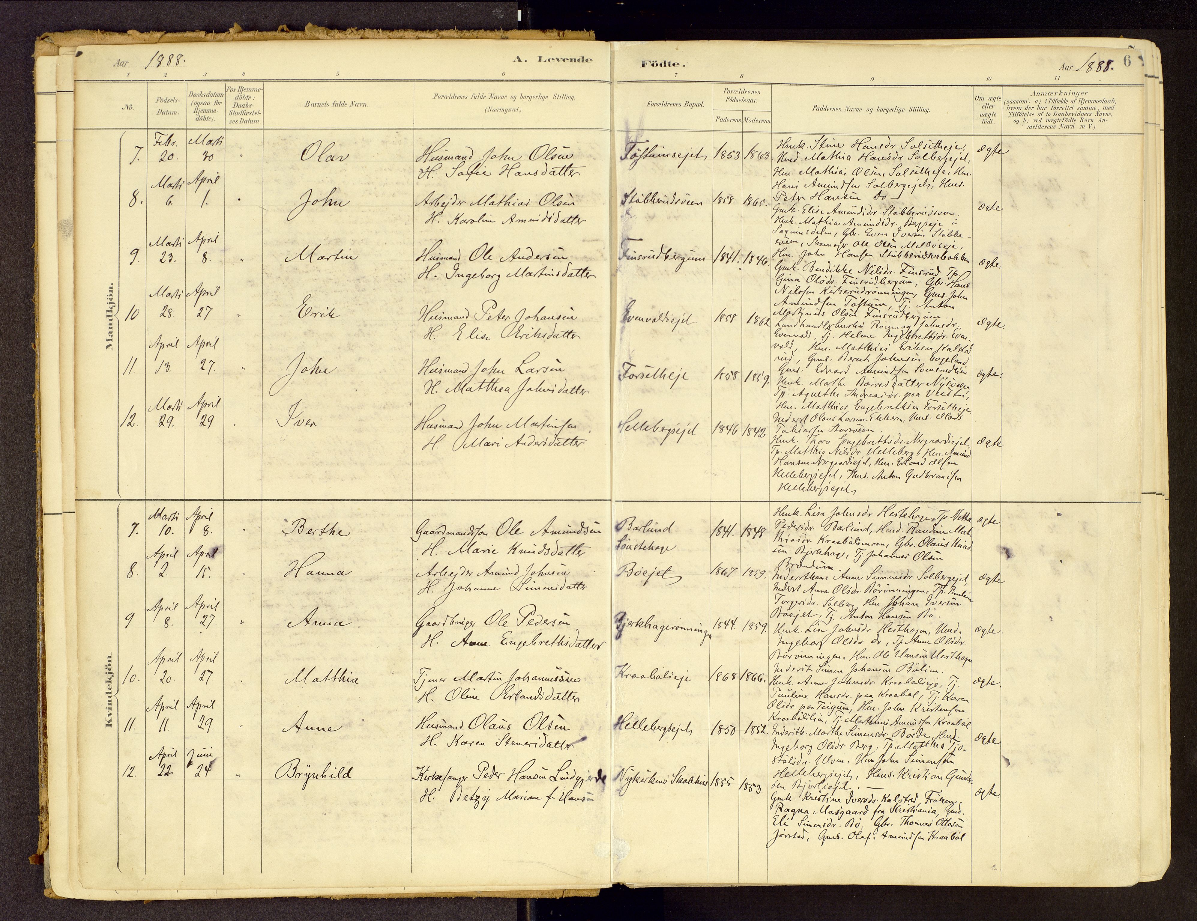 Vestre Gausdal prestekontor, SAH/PREST-094/H/Ha/Haa/L0001: Parish register (official) no. 1, 1887-1914, p. 6