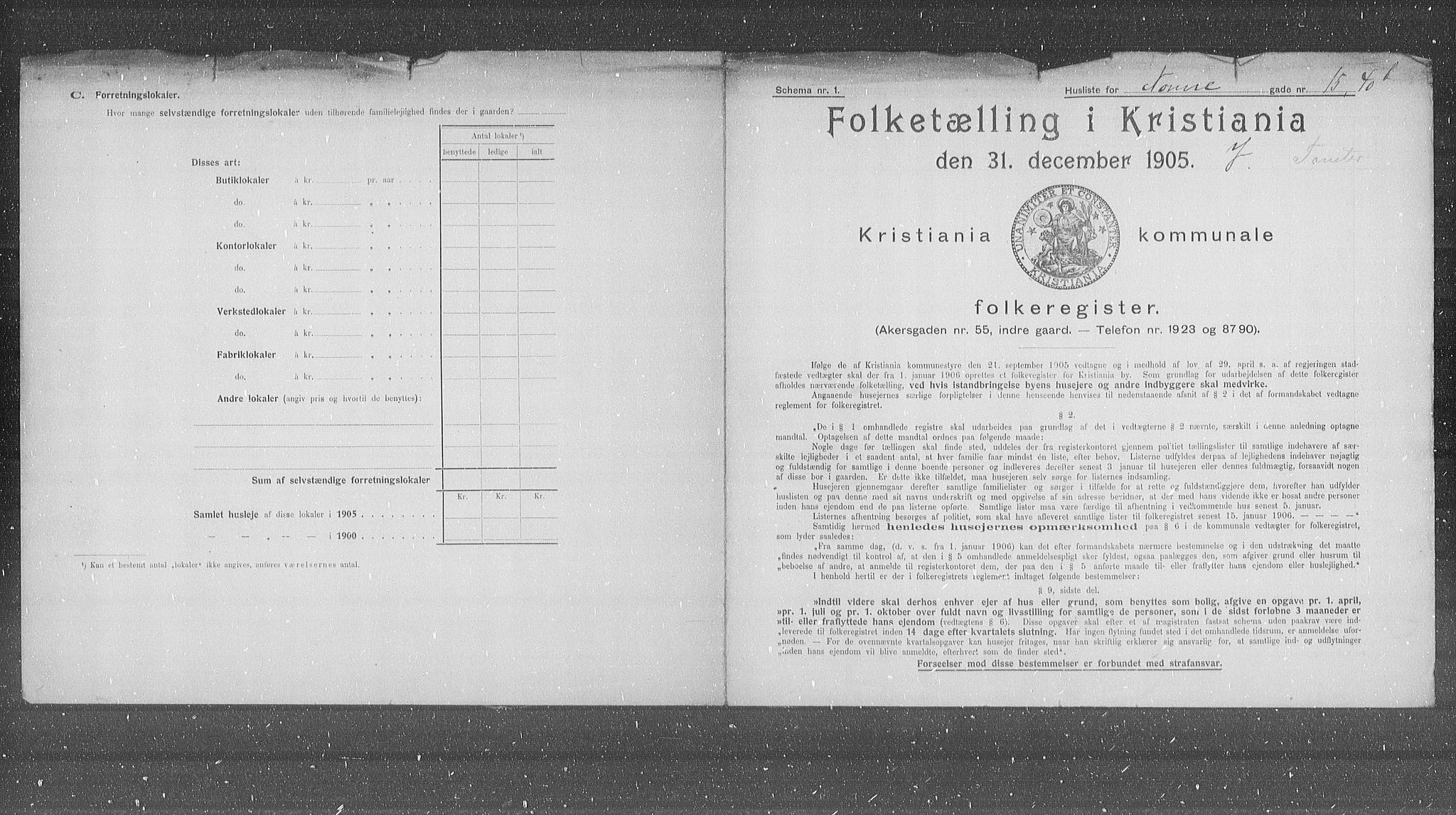 OBA, Municipal Census 1905 for Kristiania, 1905, p. 37580