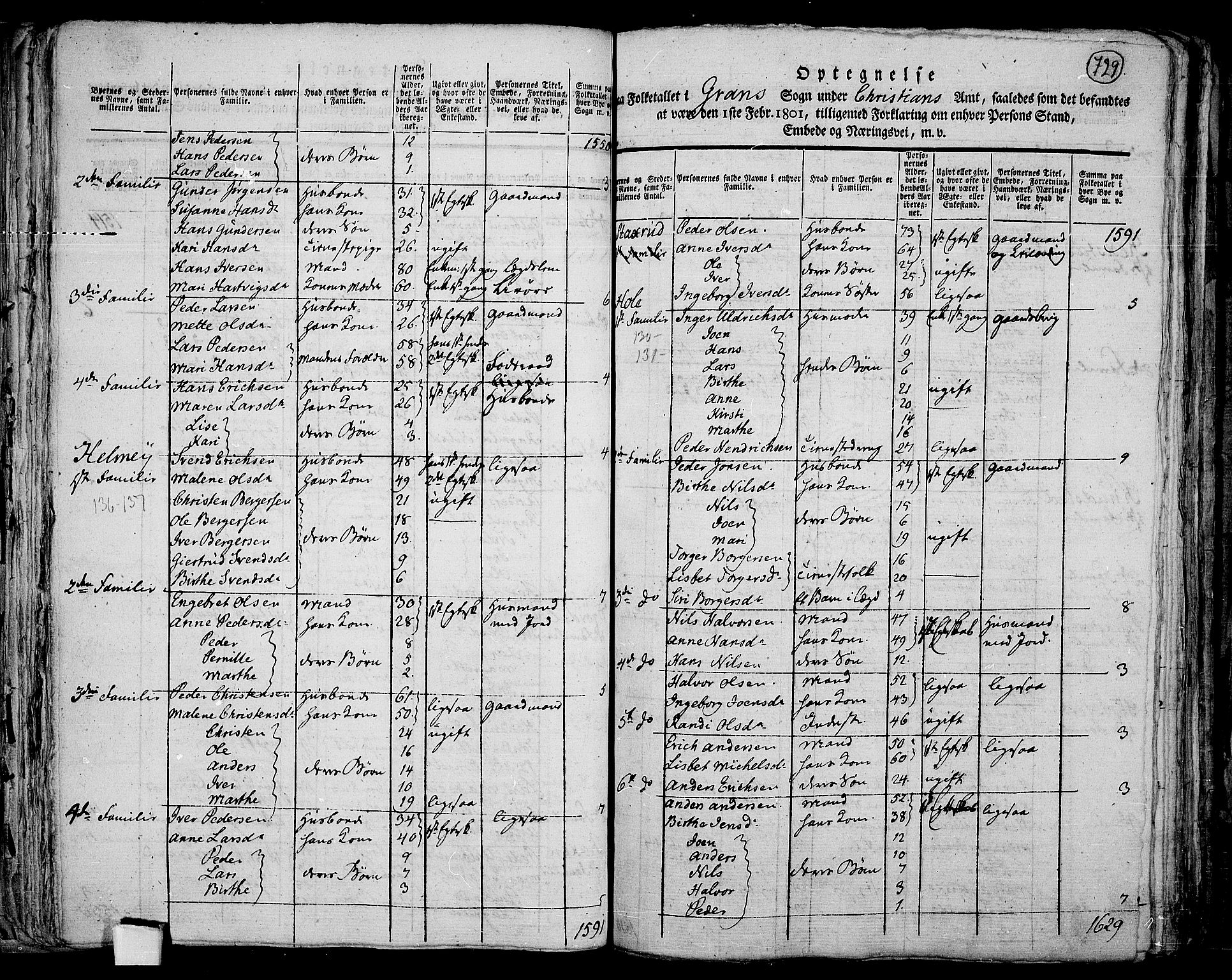 RA, 1801 census for 0534P Gran, 1801, p. 728b-729a