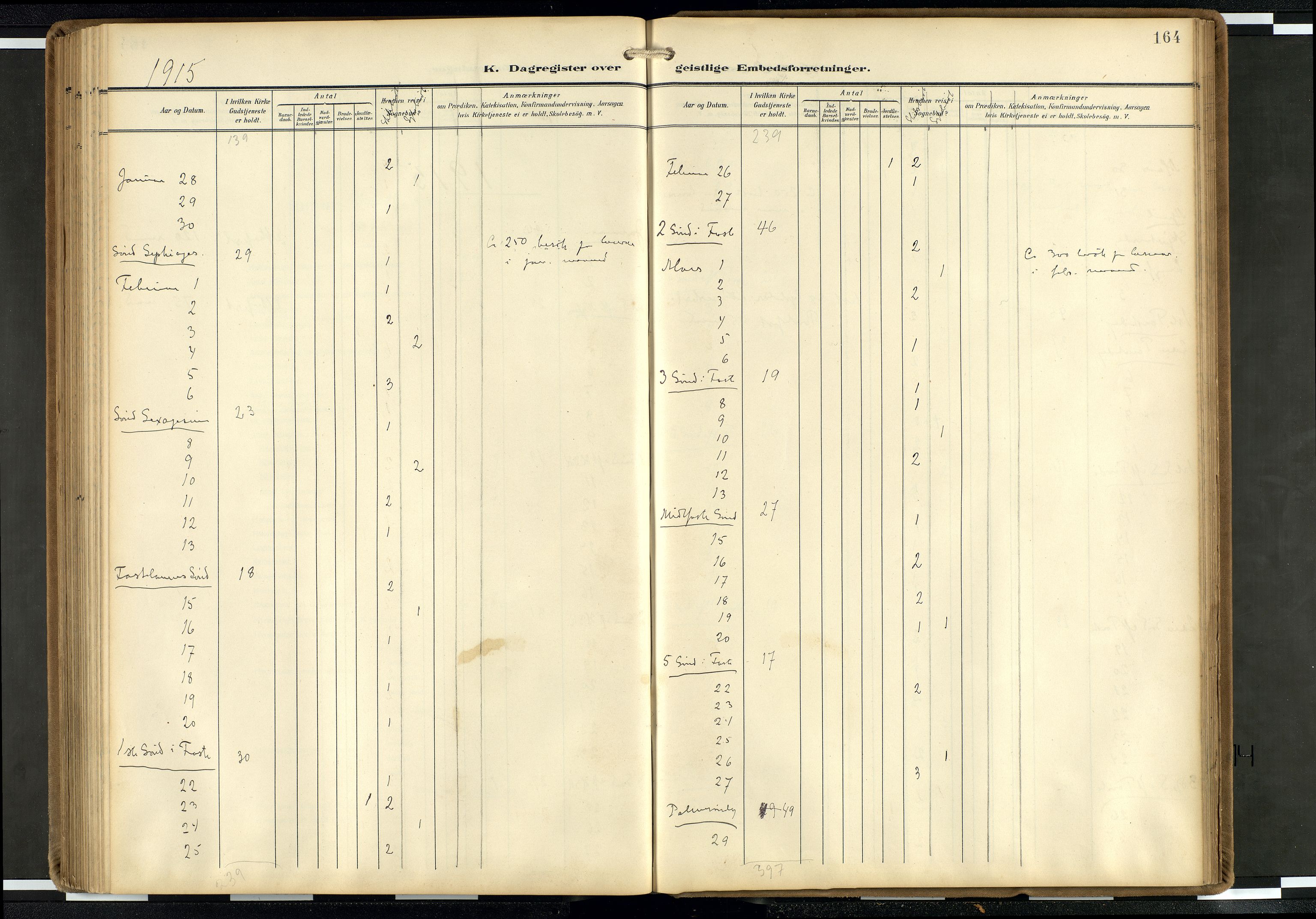 Den norske sjømannsmisjon i utlandet/Hollandske havner (Amsterdam-Rotterdam-Europort), AV/SAB-SAB/PA-0106/H/Ha/Haa/L0003: Parish register (official) no. A 3, 1908-1927, p. 163b-164a