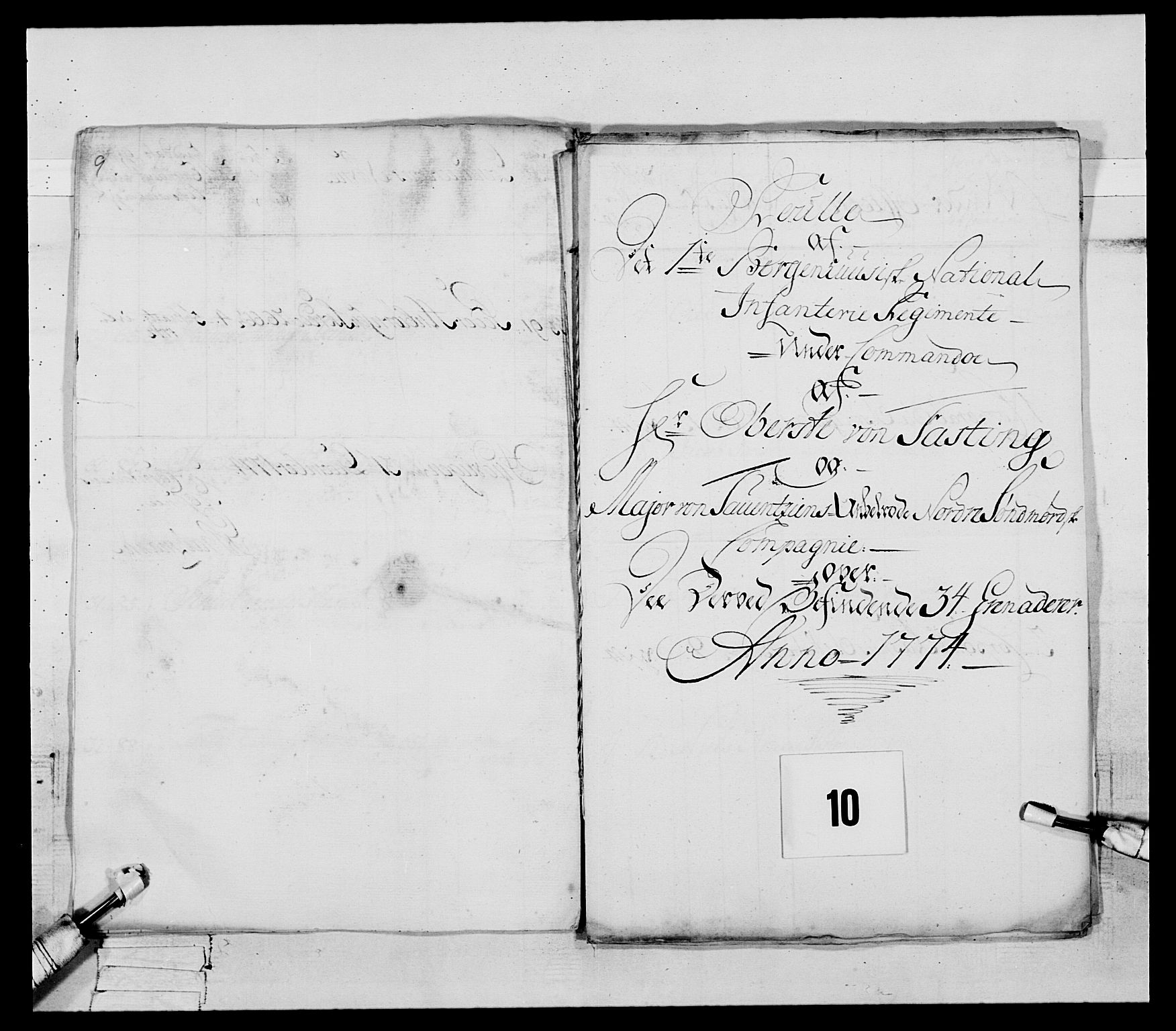 Generalitets- og kommissariatskollegiet, Det kongelige norske kommissariatskollegium, AV/RA-EA-5420/E/Eh/L0090: 1. Bergenhusiske nasjonale infanteriregiment, 1774-1780, p. 63