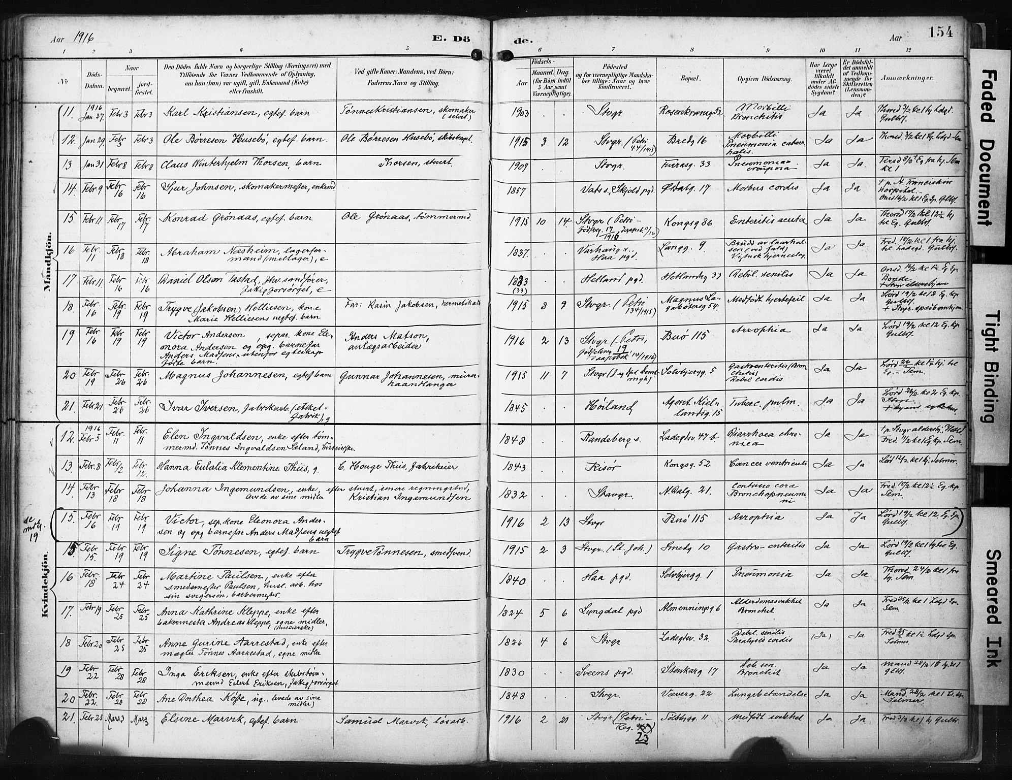 St. Petri sokneprestkontor, AV/SAST-A-101813/001/30/30BA/L0022: Parish register (official) no. A 22, 1895-1919, p. 154