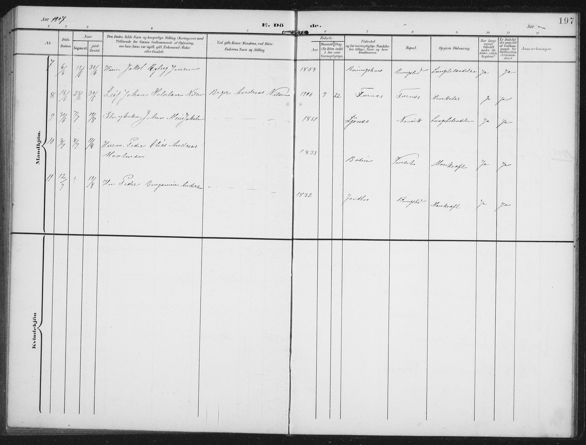 Ministerialprotokoller, klokkerbøker og fødselsregistre - Nordland, AV/SAT-A-1459/851/L0726: Parish register (copy) no. 851C01, 1902-1924, p. 197