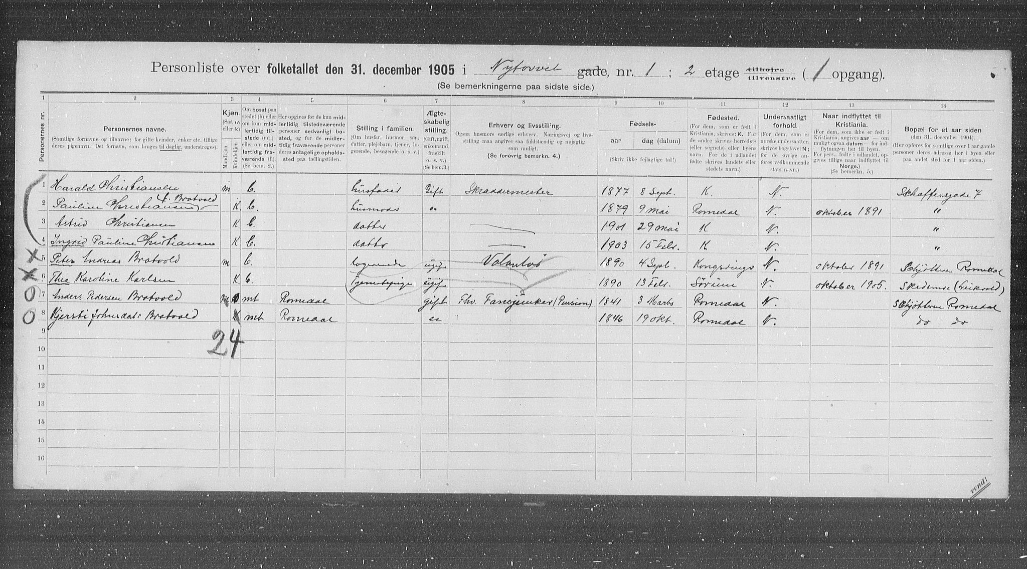 OBA, Municipal Census 1905 for Kristiania, 1905, p. 38997