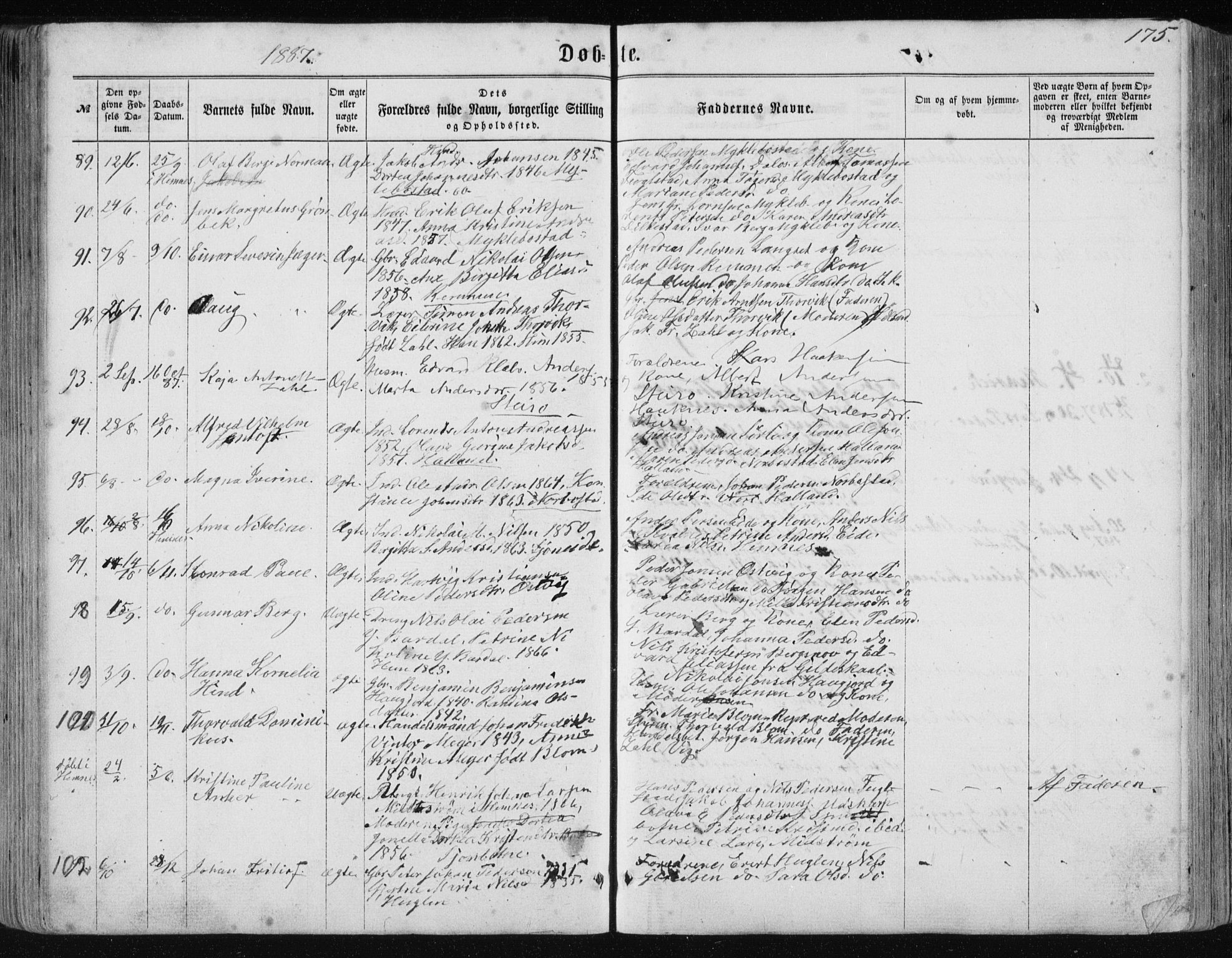 Ministerialprotokoller, klokkerbøker og fødselsregistre - Nordland, AV/SAT-A-1459/838/L0556: Parish register (copy) no. 838C03, 1861-1893, p. 175