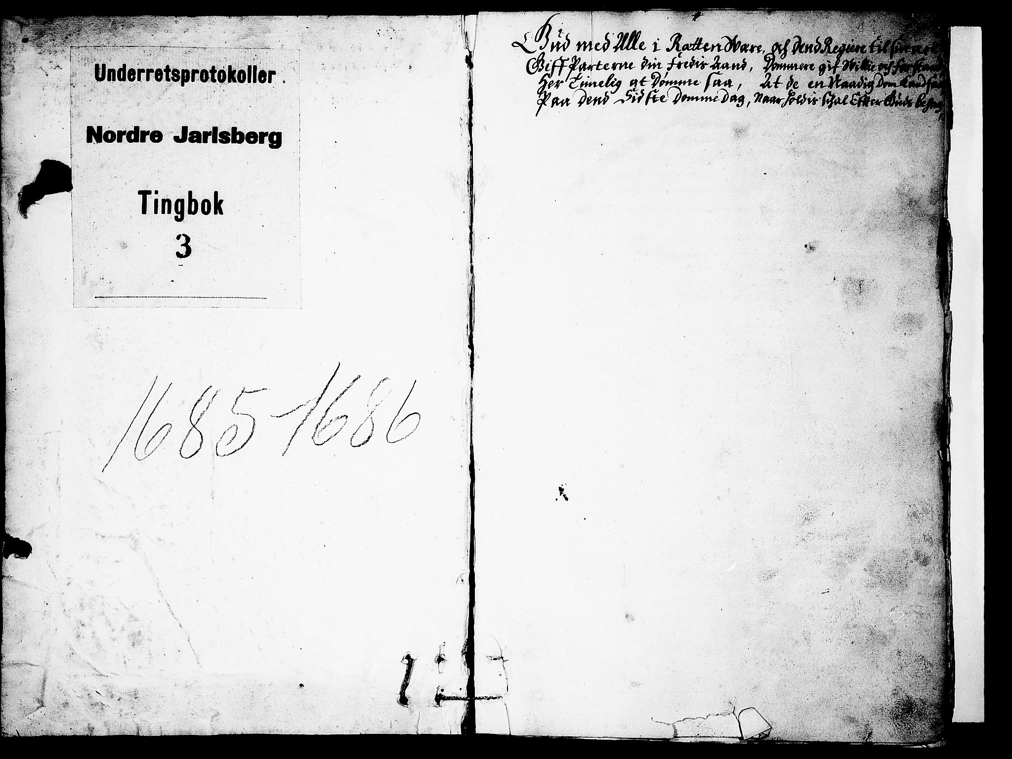 Nordre Jarlsberg sorenskriveri, SAKO/A-80/F/Fa/Faa/L0003: Tingbok, 1685-1686