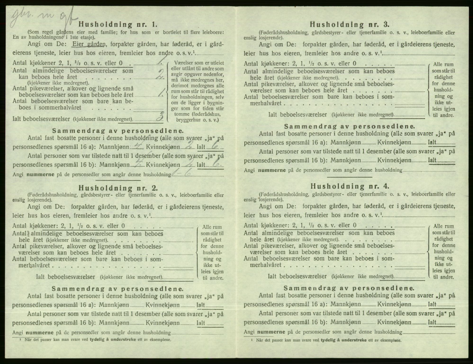 SAB, 1920 census for Evanger, 1920, p. 584