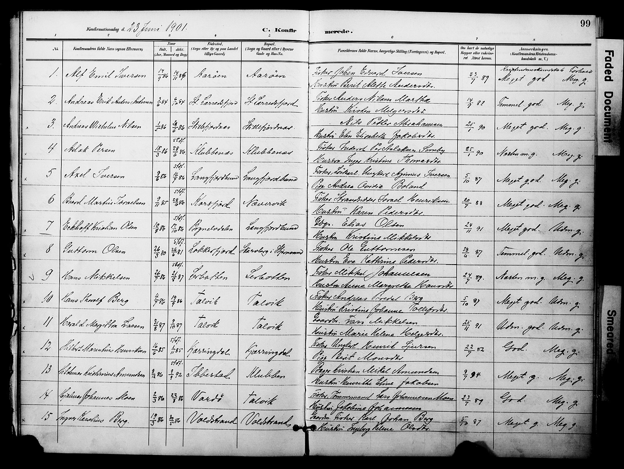 Talvik sokneprestkontor, SATØ/S-1337/H/Ha/L0014kirke: Parish register (official) no. 14, 1897-1905, p. 99