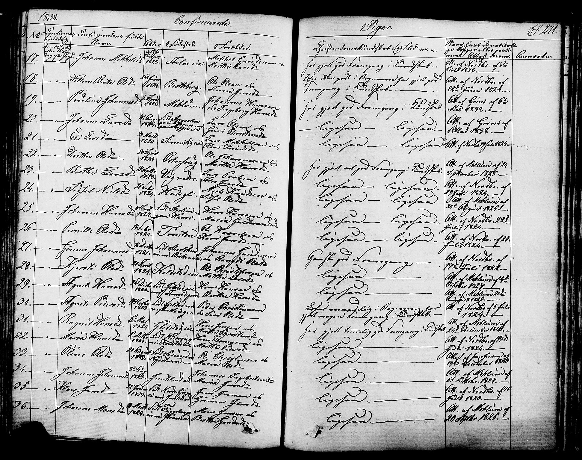 Ringsaker prestekontor, AV/SAH-PREST-014/K/Ka/L0008: Parish register (official) no. 8, 1837-1850, p. 271