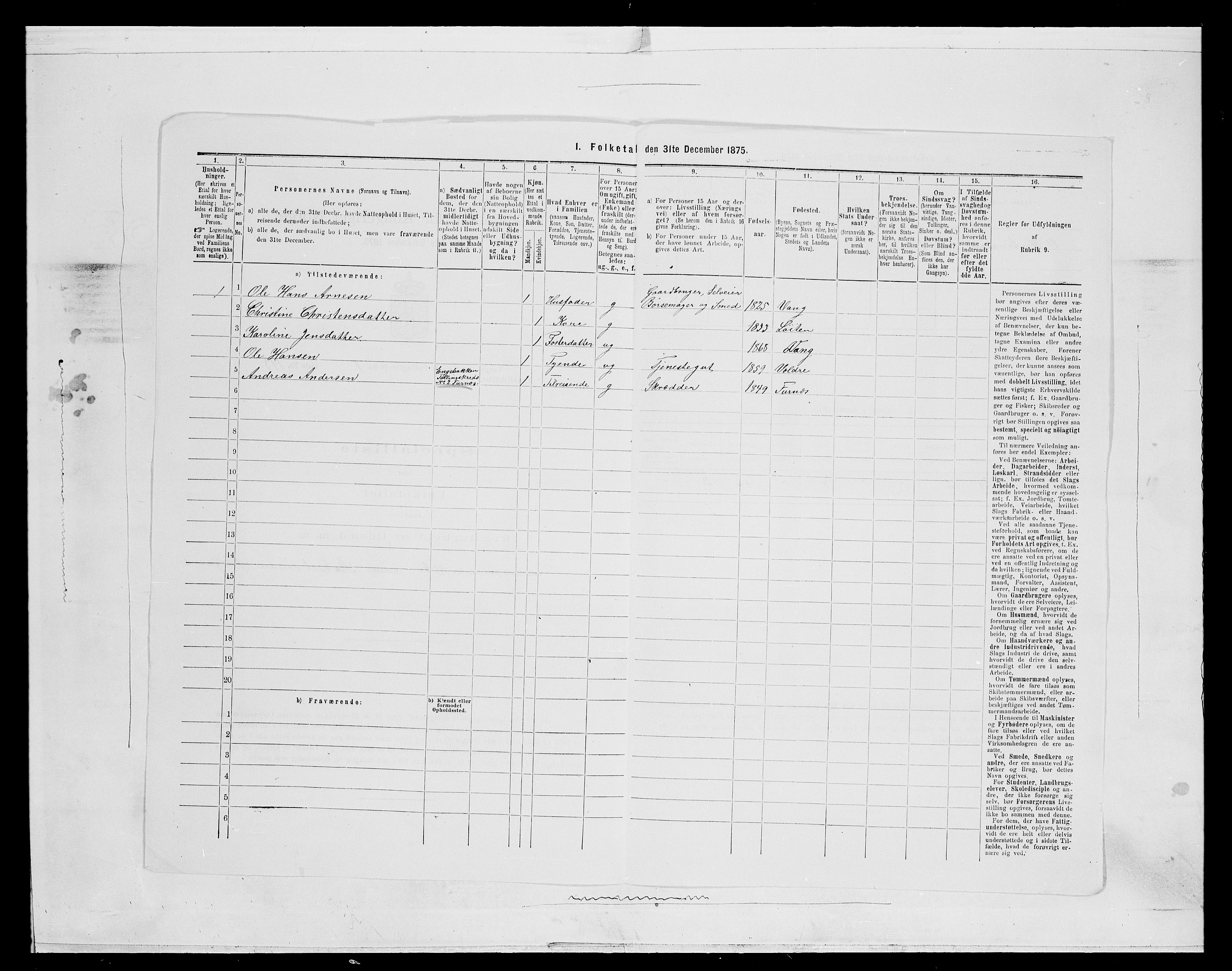 SAH, 1875 census for 0414L Vang/Vang og Furnes, 1875, p. 451