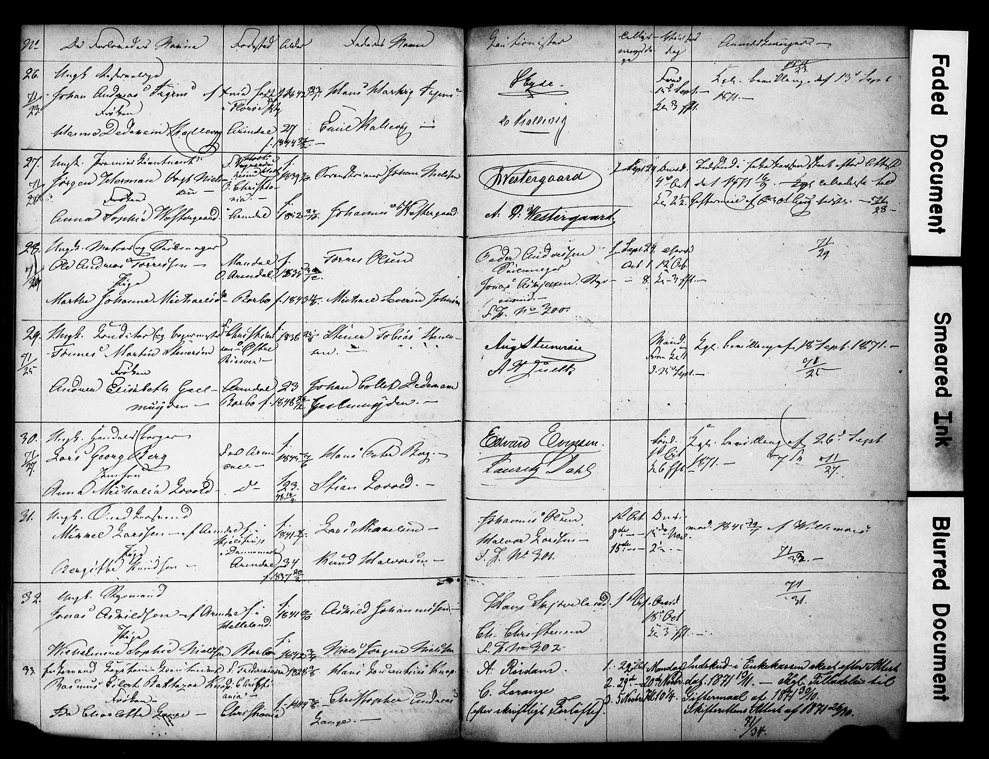 Arendal sokneprestkontor, Trefoldighet, AV/SAK-1111-0040/F/Fe/L0002: Banns register no. A VI 2, 1847-1871