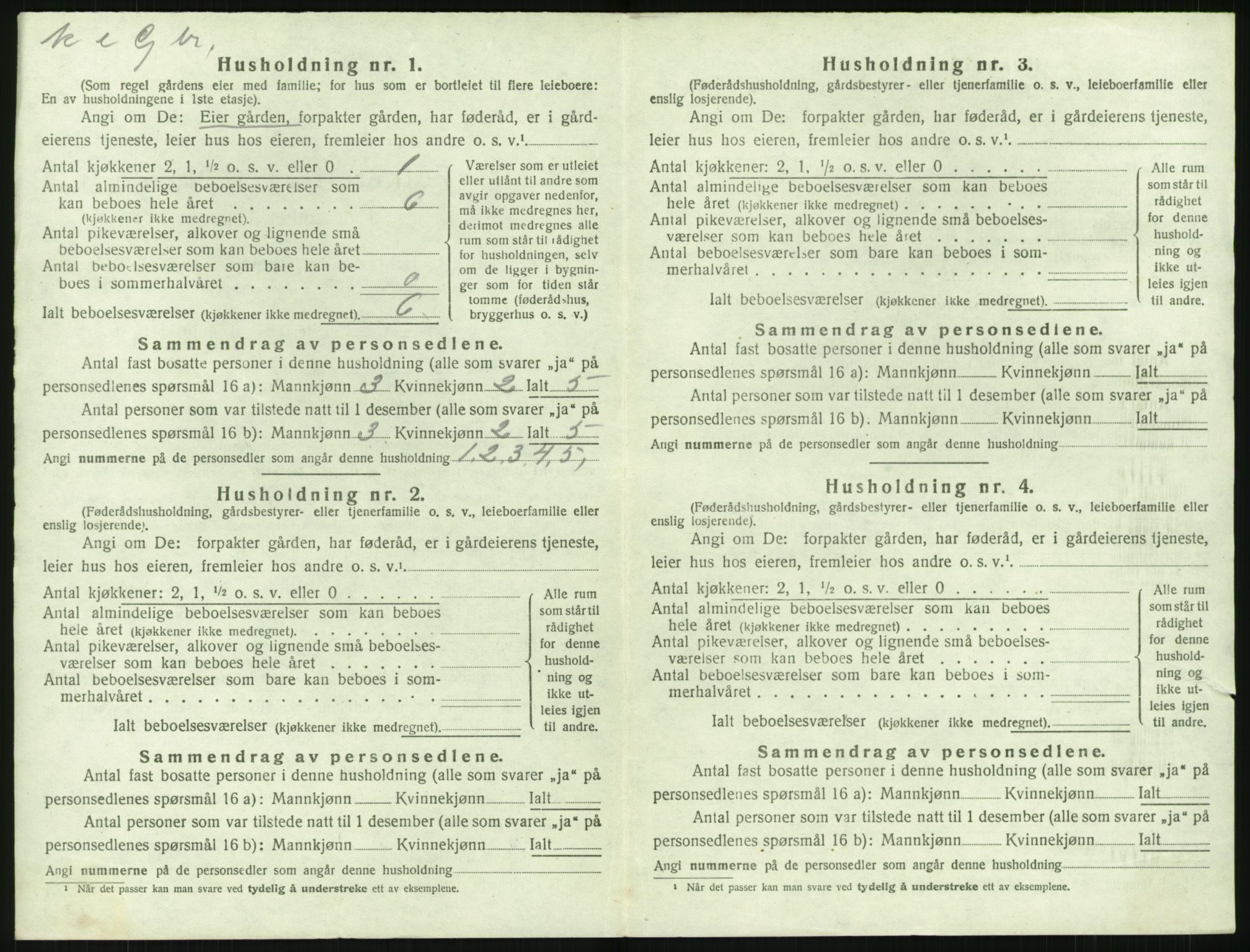 SAK, 1920 census for Fjære, 1920, p. 1010