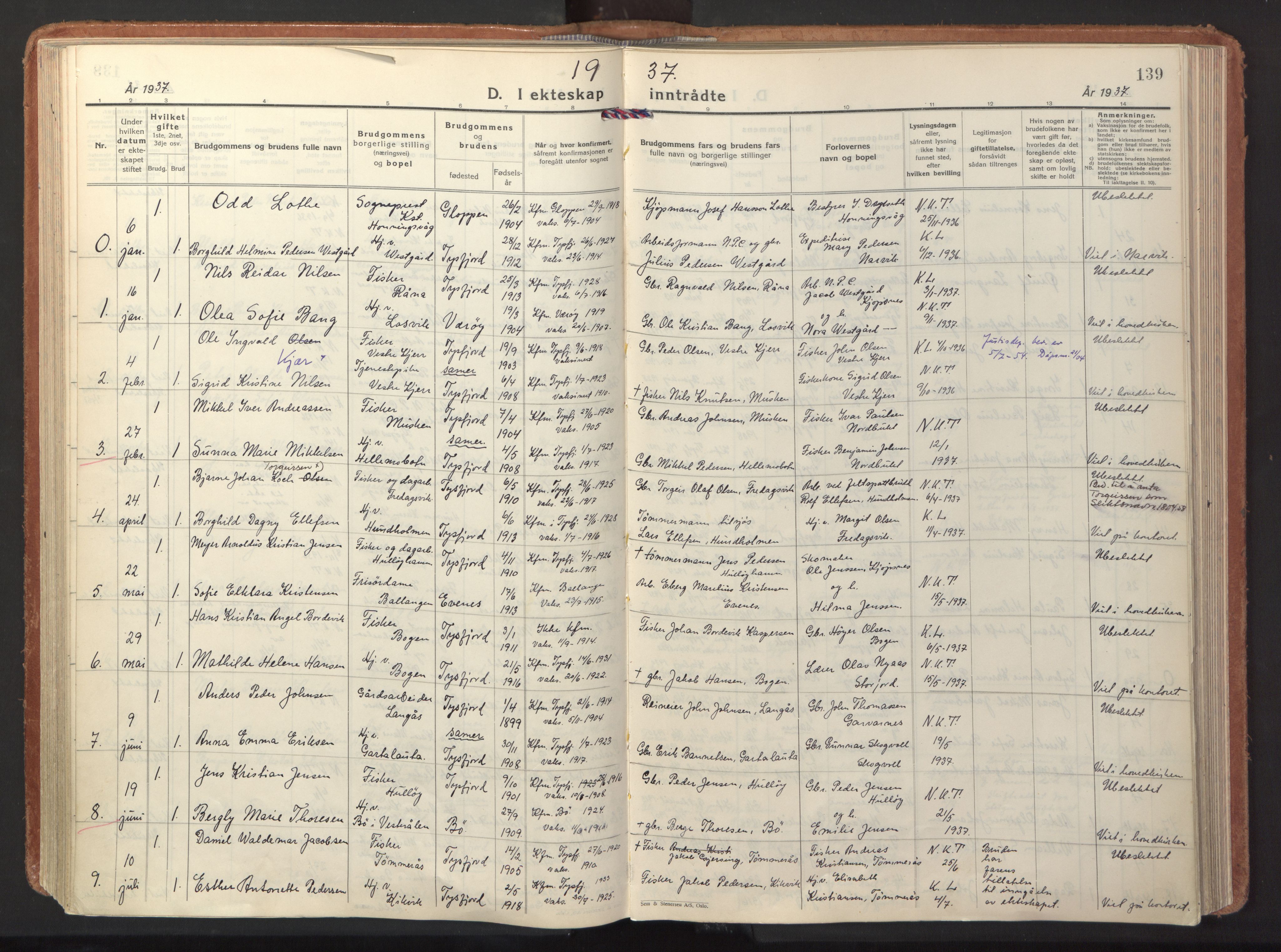 Ministerialprotokoller, klokkerbøker og fødselsregistre - Nordland, AV/SAT-A-1459/861/L0874: Parish register (official) no. 861A09, 1932-1939, p. 139