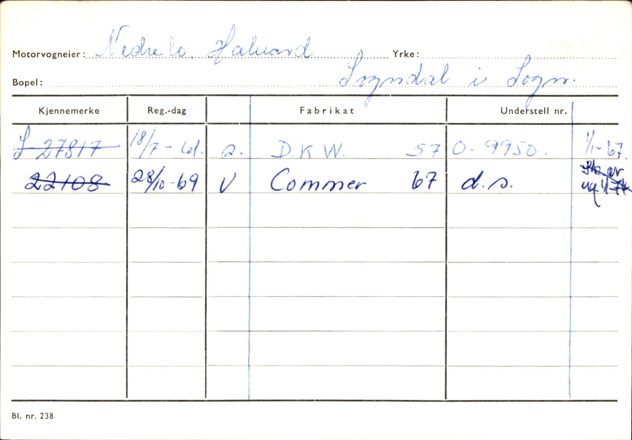 Statens vegvesen, Sogn og Fjordane vegkontor, AV/SAB-A-5301/4/F/L0124: Eigarregister Sogndal A-U, 1945-1975, p. 1788