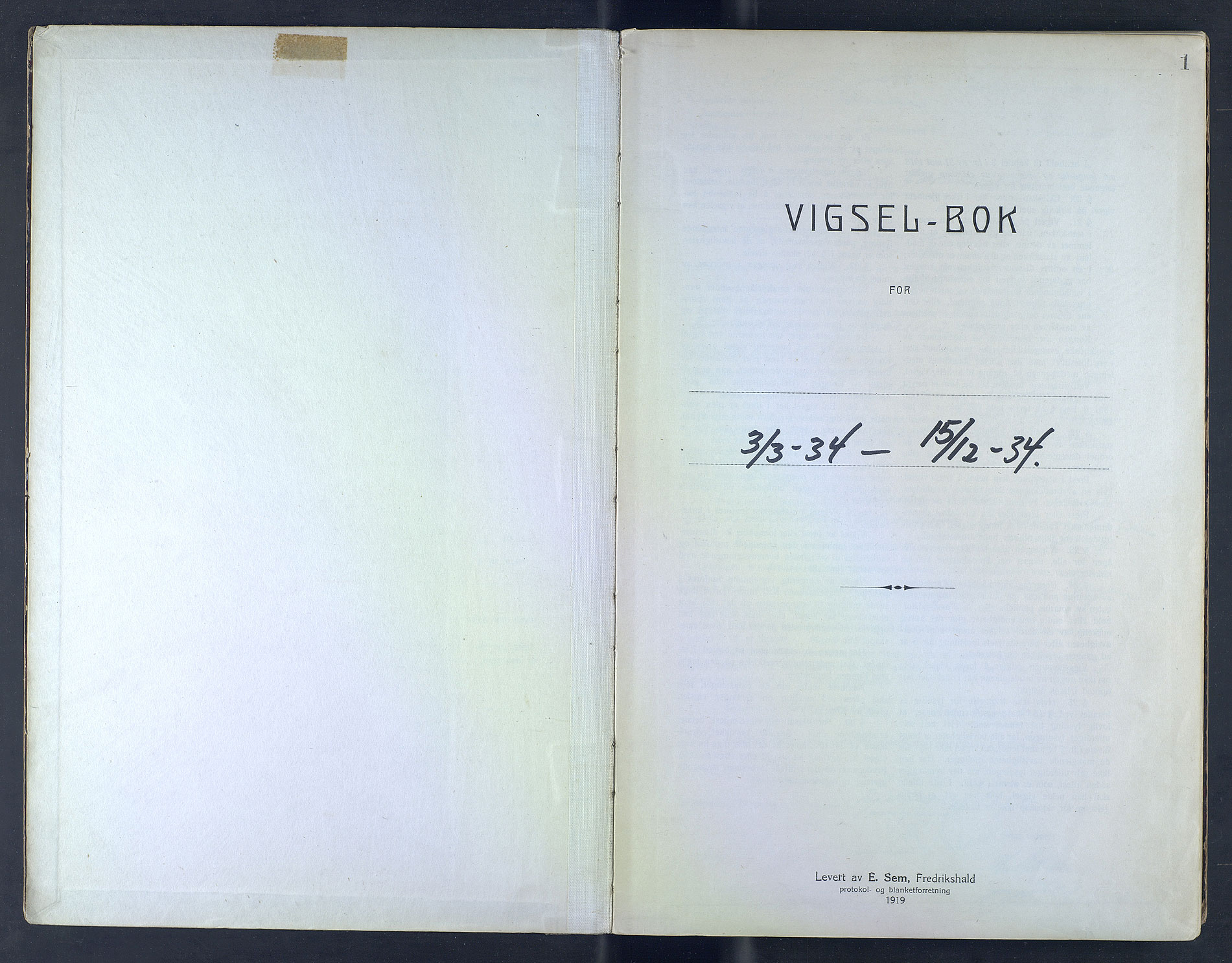 Byfogd og Byskriver i Bergen, SAB/A-3401/10/10F/L0008: Vielsesprotokoller, 1934, p. 1a