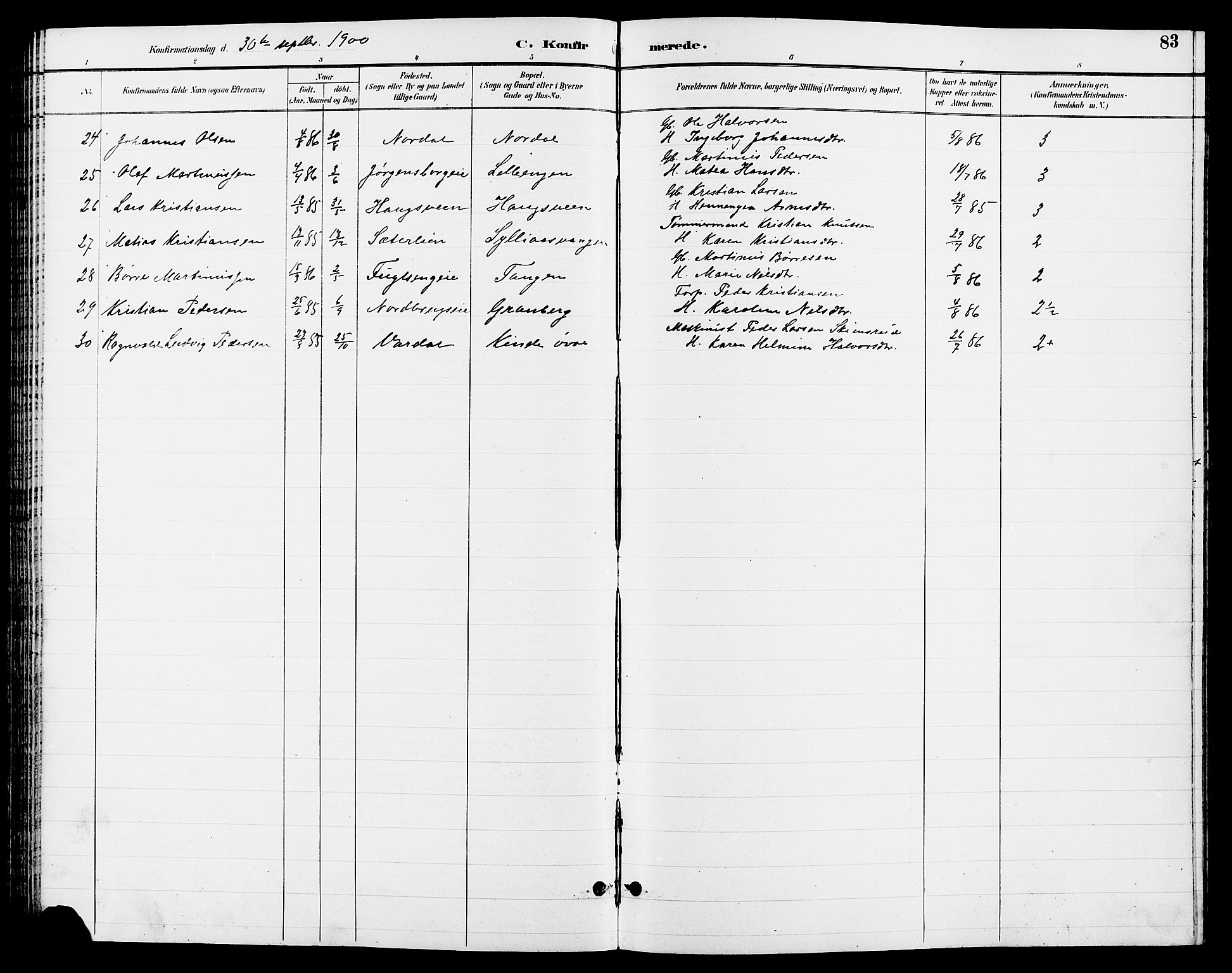 Ringsaker prestekontor, SAH/PREST-014/L/La/L0013: Parish register (copy) no. 13, 1891-1904, p. 83