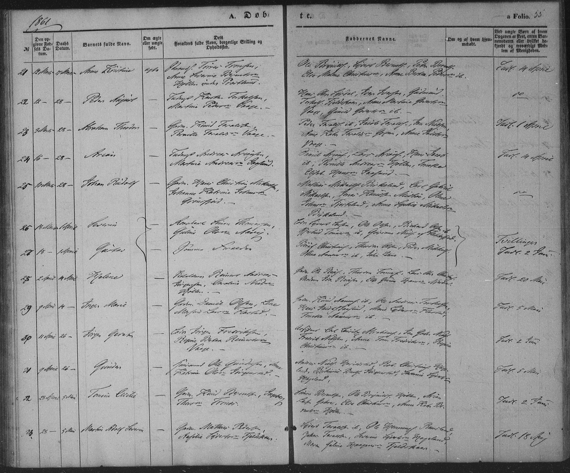 Sør-Audnedal sokneprestkontor, AV/SAK-1111-0039/F/Fa/Faa/L0002: Parish register (official) no. A 2, 1848-1867, p. 55