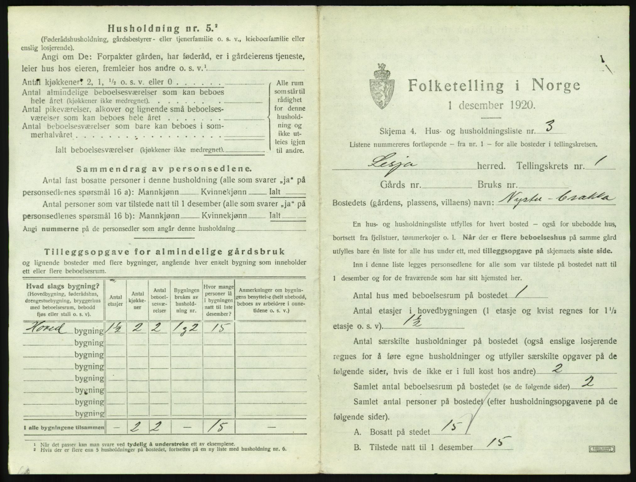 SAH, 1920 census for Lesja, 1920, p. 42