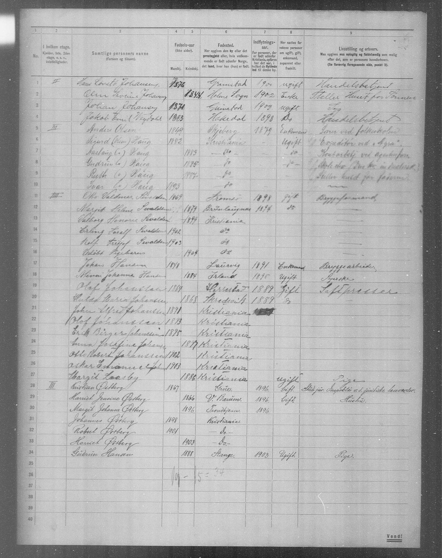 OBA, Municipal Census 1904 for Kristiania, 1904, p. 7822