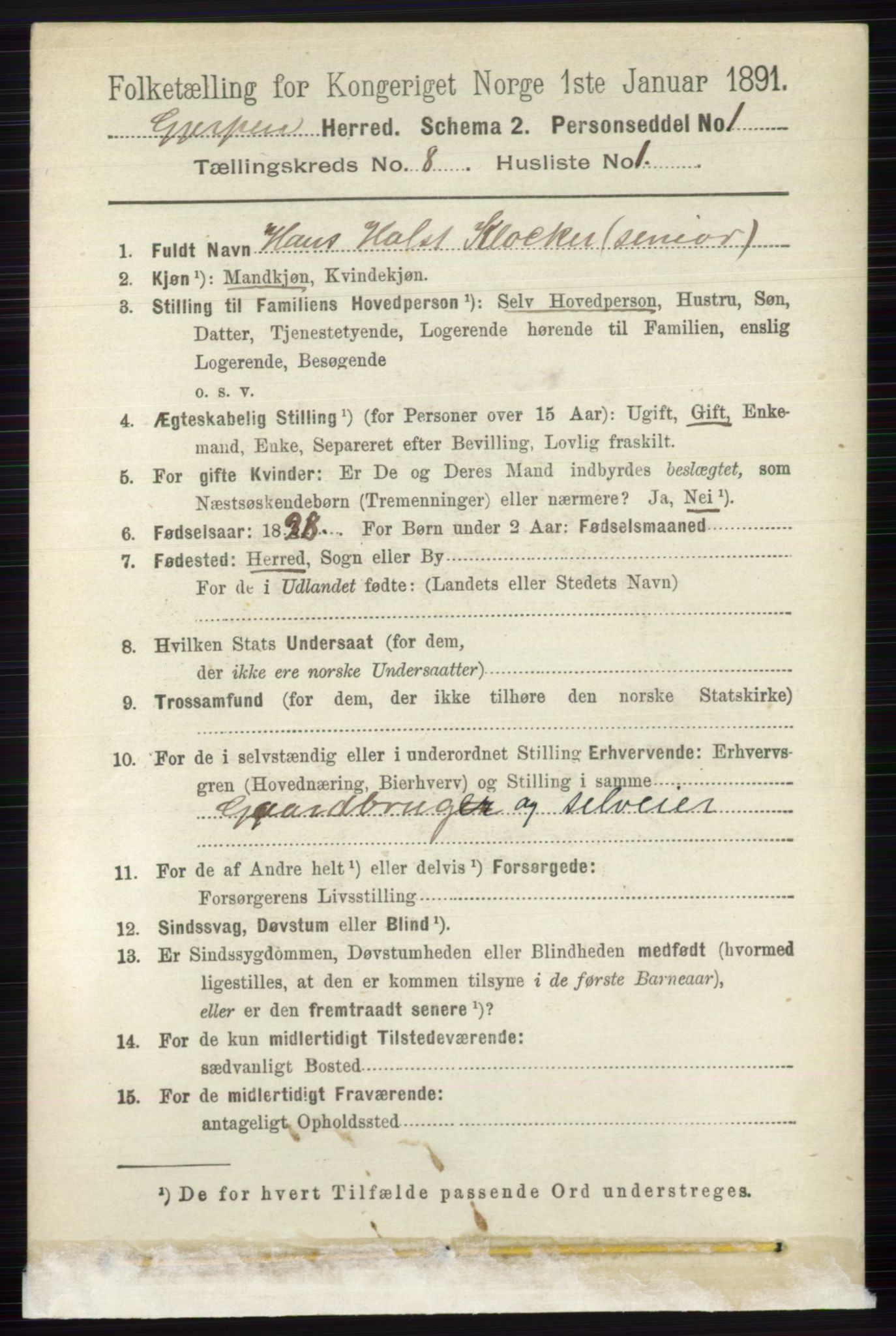 RA, 1891 census for 0812 Gjerpen, 1891, p. 4011