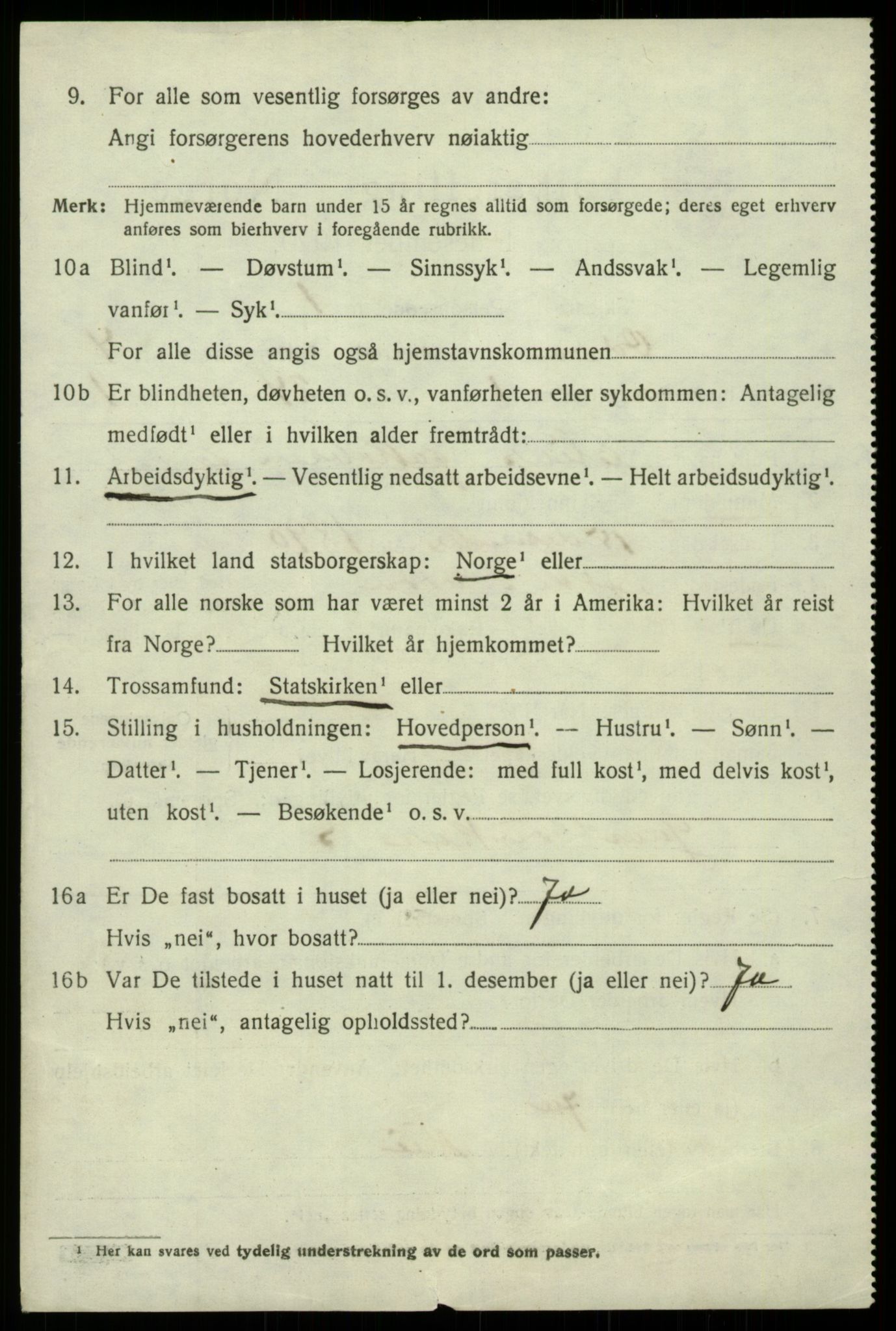 SAB, 1920 census for Odda, 1920, p. 2574