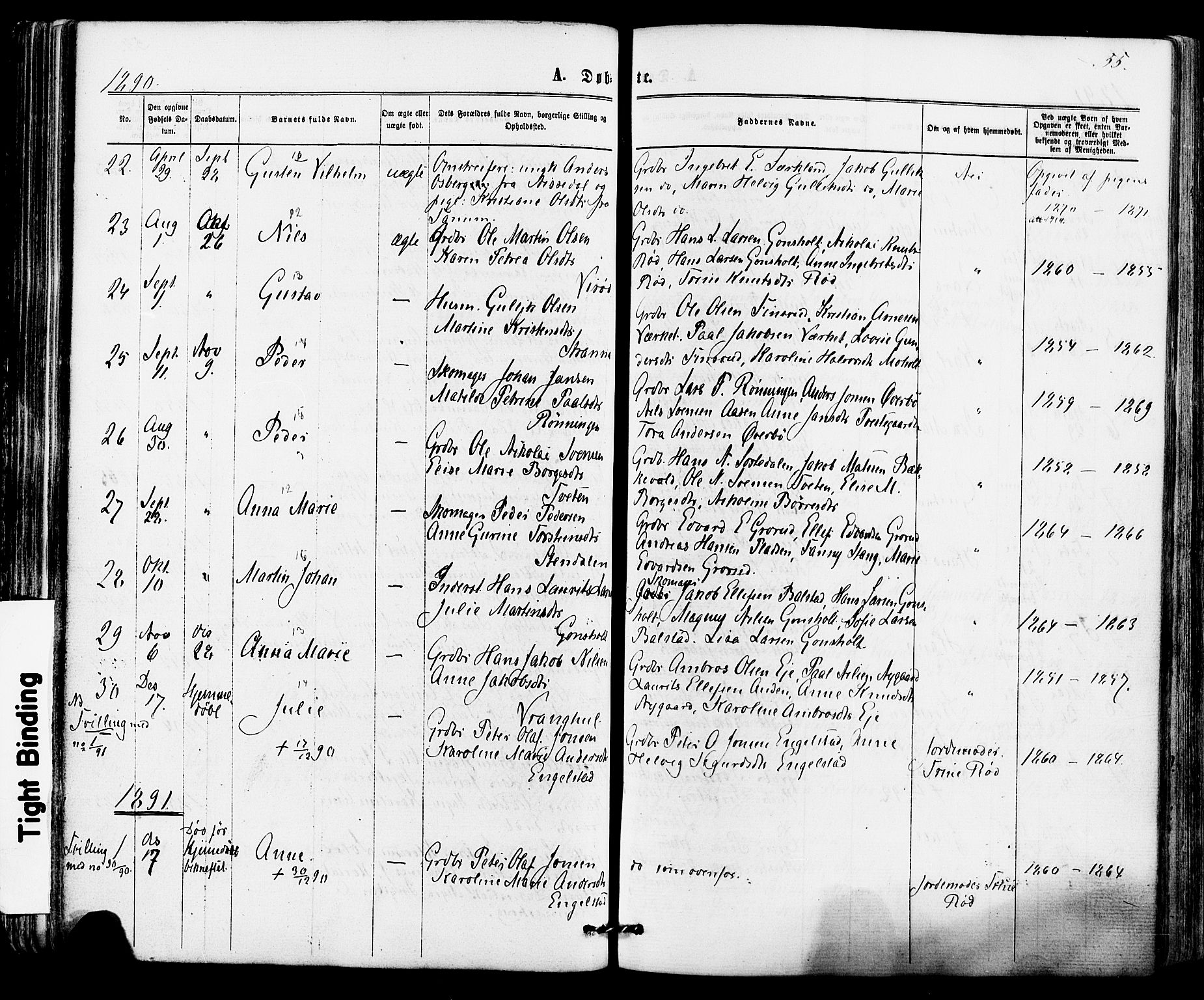 Siljan kirkebøker, SAKO/A-300/F/Fa/L0002: Parish register (official) no. 2, 1870-1895, p. 55