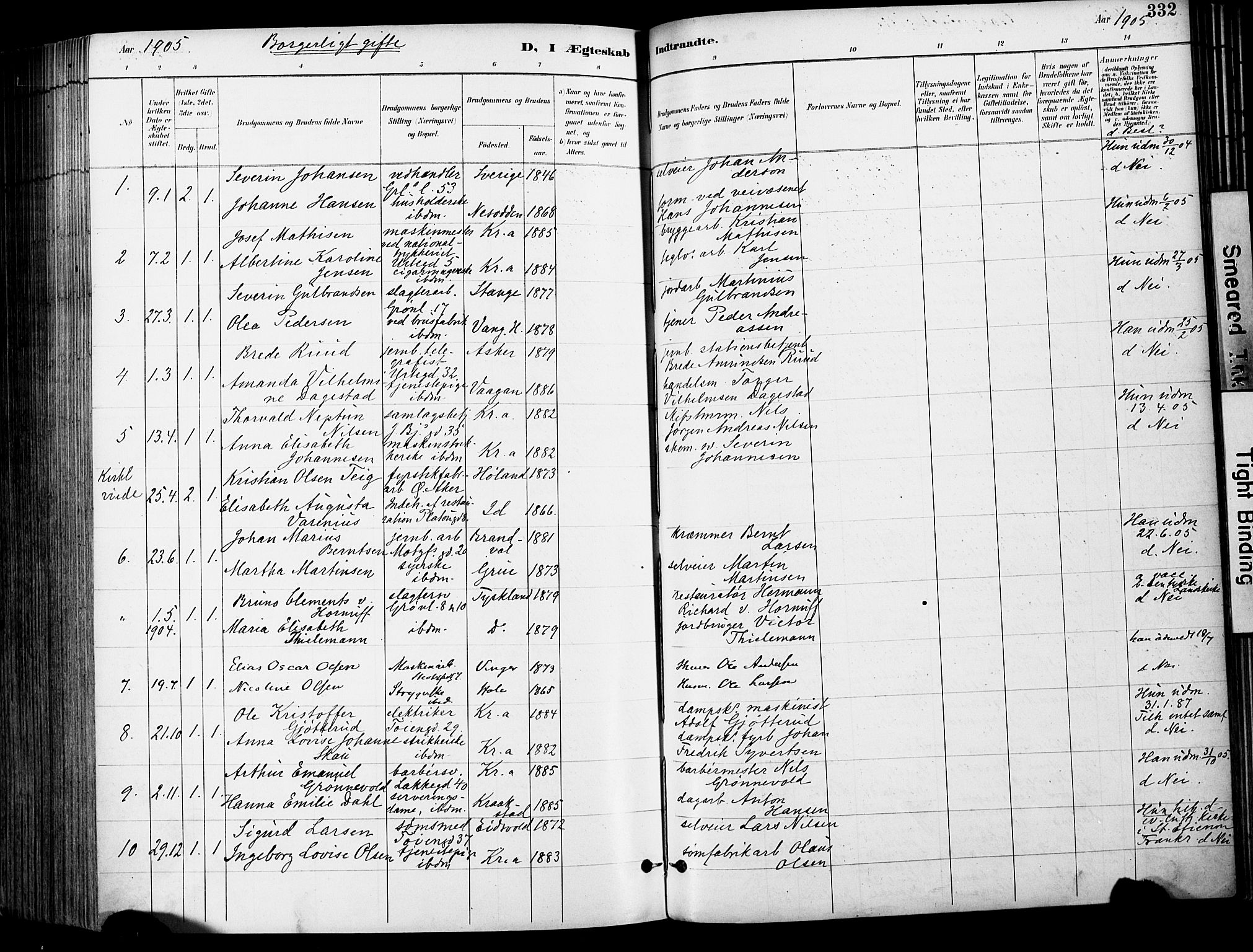 Grønland prestekontor Kirkebøker, SAO/A-10848/F/Fa/L0013: Parish register (official) no. 13, 1887-1906, p. 332