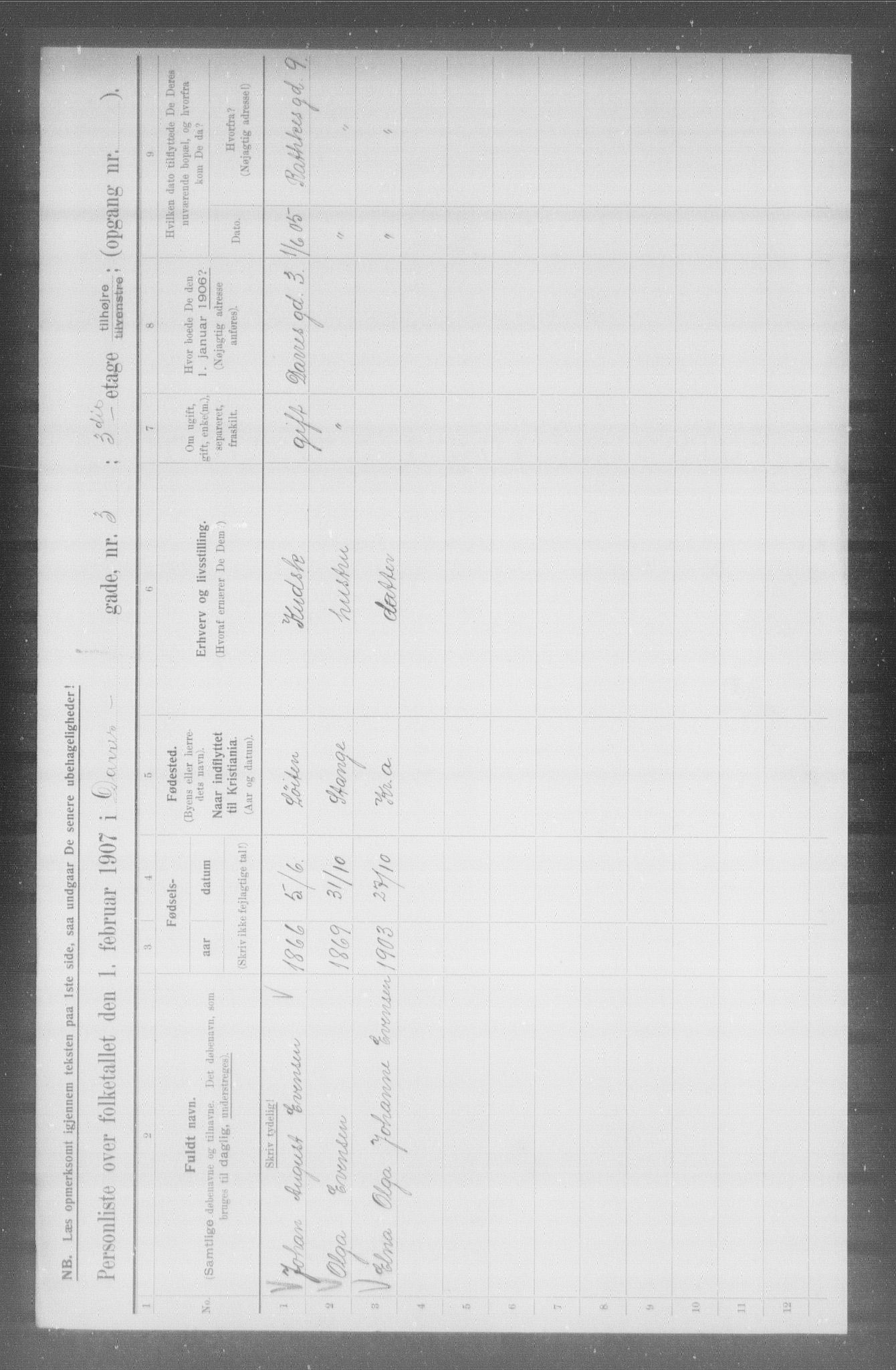 OBA, Municipal Census 1907 for Kristiania, 1907, p. 7820