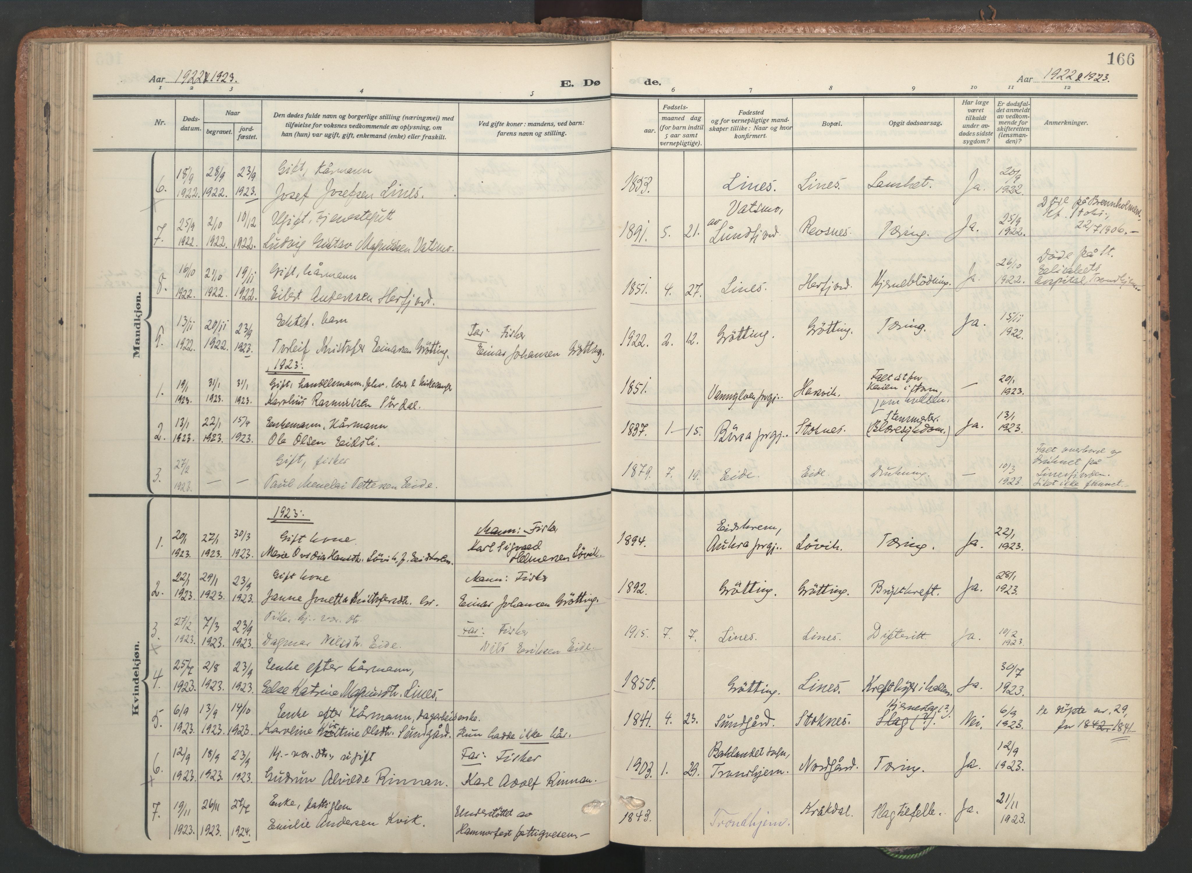 Ministerialprotokoller, klokkerbøker og fødselsregistre - Sør-Trøndelag, AV/SAT-A-1456/656/L0694: Parish register (official) no. 656A03, 1914-1931, p. 166