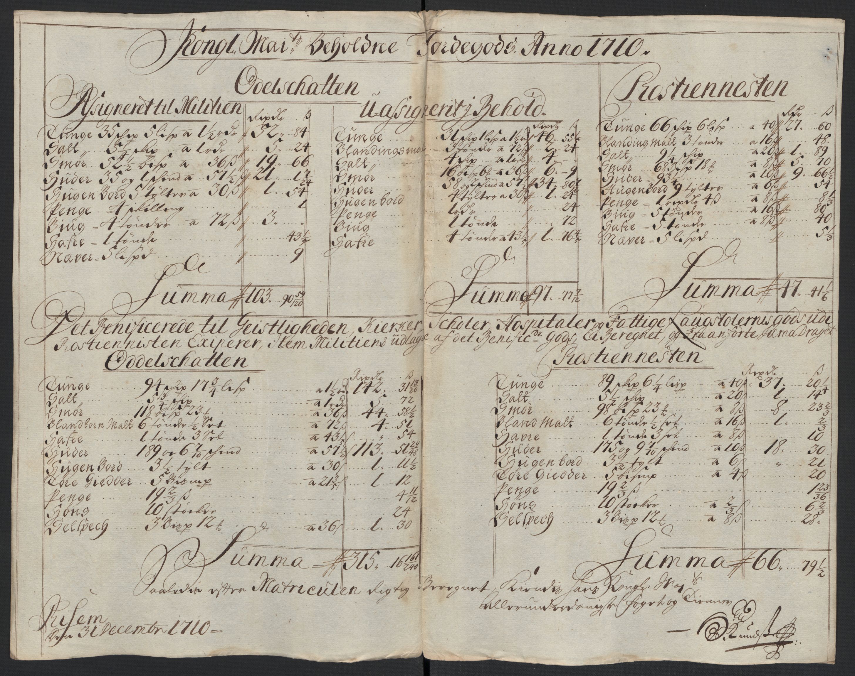 Rentekammeret inntil 1814, Reviderte regnskaper, Fogderegnskap, AV/RA-EA-4092/R04/L0135: Fogderegnskap Moss, Onsøy, Tune, Veme og Åbygge, 1709-1710, p. 339