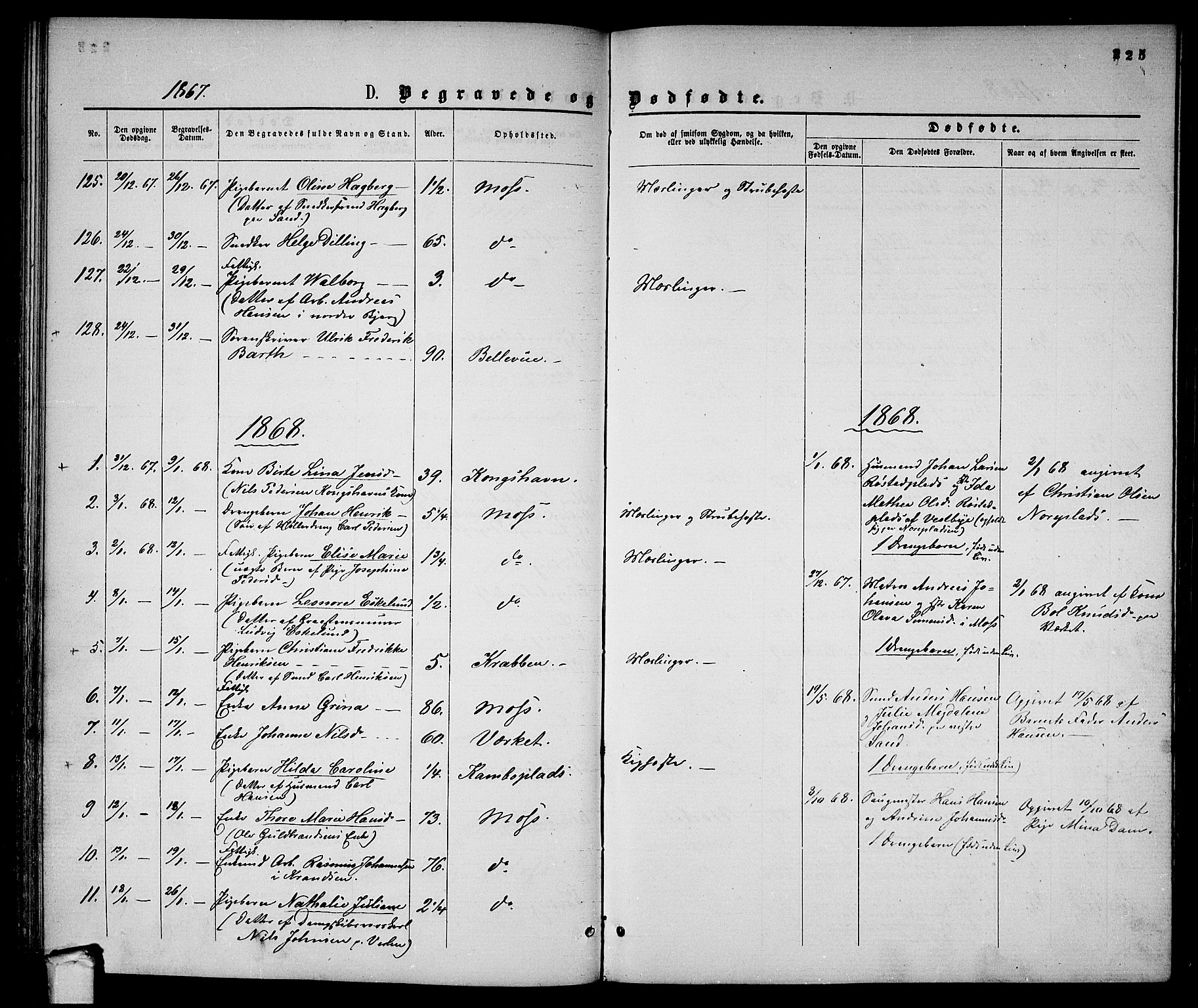 Moss prestekontor Kirkebøker, AV/SAO-A-2003/G/Ga/L0003: Parish register (copy) no. I 3, 1861-1872, p. 225