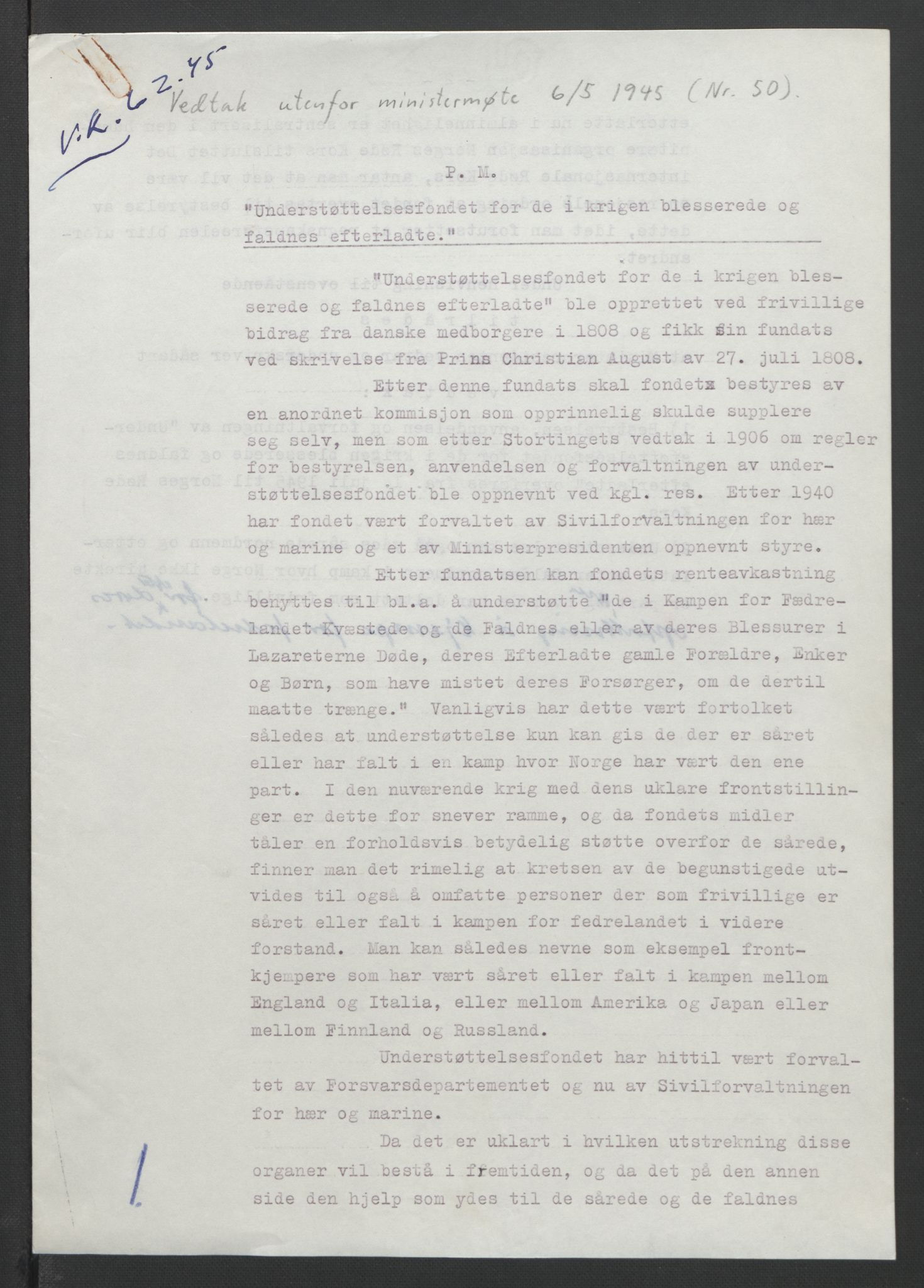 NS-administrasjonen 1940-1945 (Statsrådsekretariatet, de kommisariske statsråder mm), RA/S-4279/D/Db/L0090: Foredrag til vedtak utenfor ministermøte, 1942-1945, p. 696