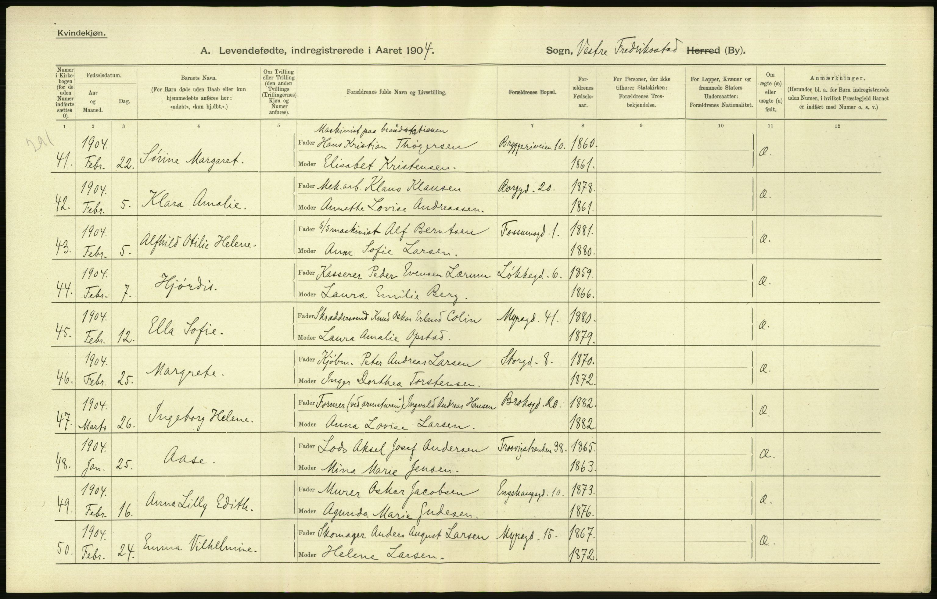 Statistisk sentralbyrå, Sosiodemografiske emner, Befolkning, RA/S-2228/D/Df/Dfa/Dfab/L0001: Smålenenes amt: Fødte, gifte, døde, 1904, p. 180