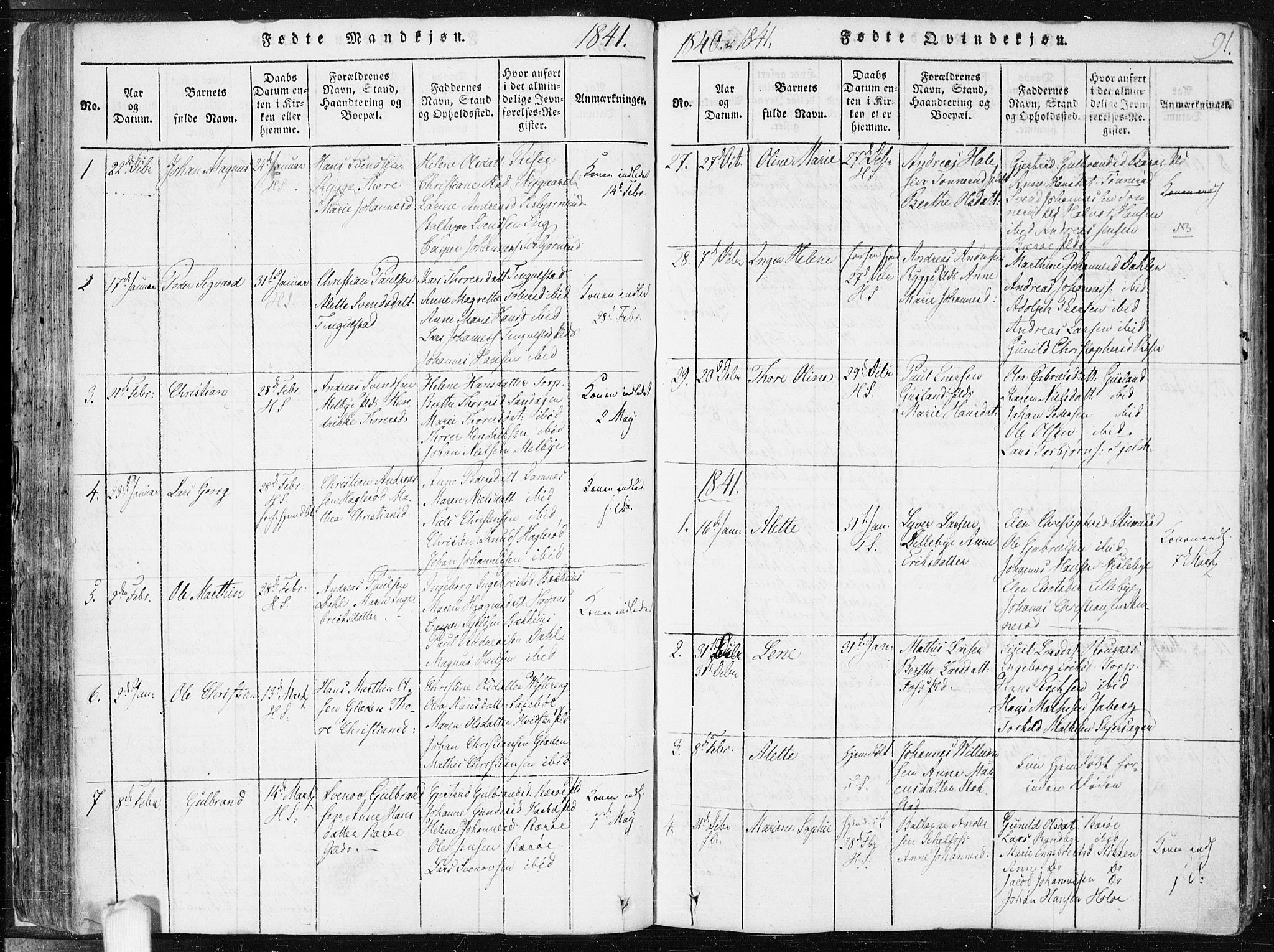 Hobøl prestekontor Kirkebøker, SAO/A-2002/F/Fa/L0002: Parish register (official) no. I 2, 1814-1841, p. 91