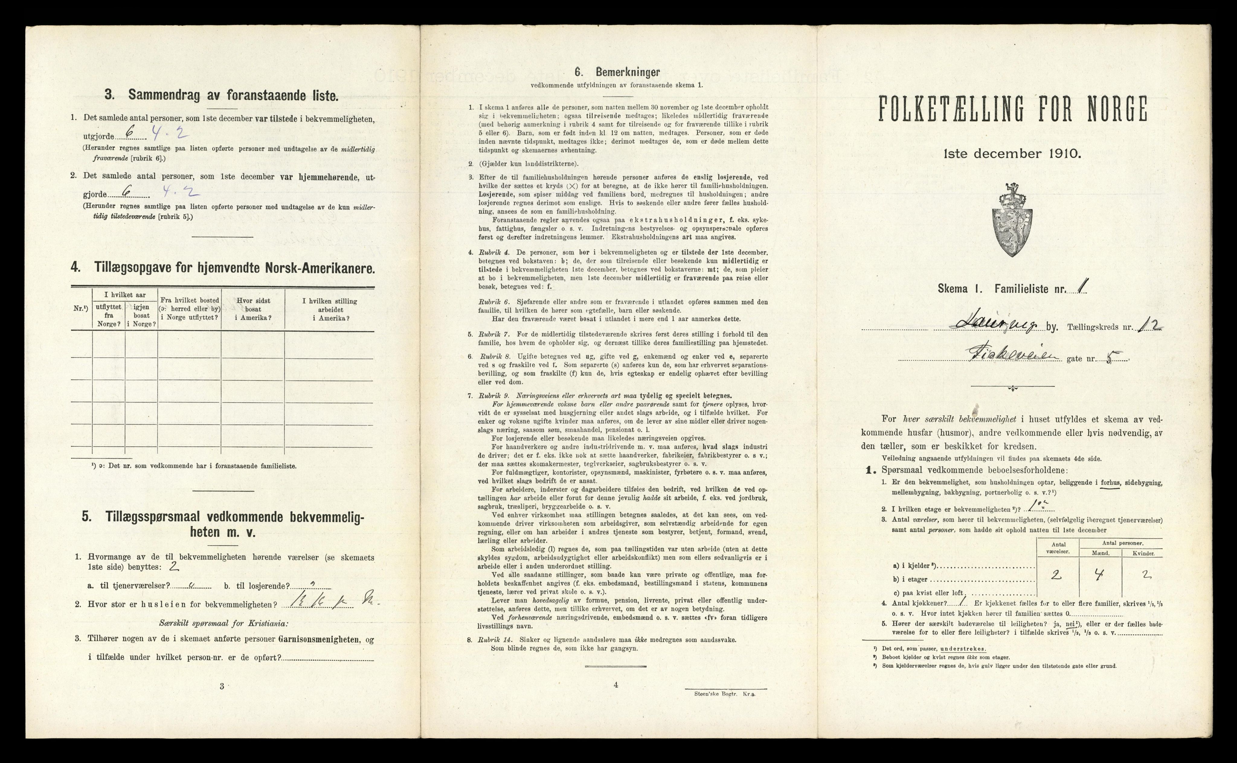 RA, 1910 census for Larvik, 1910, p. 4135