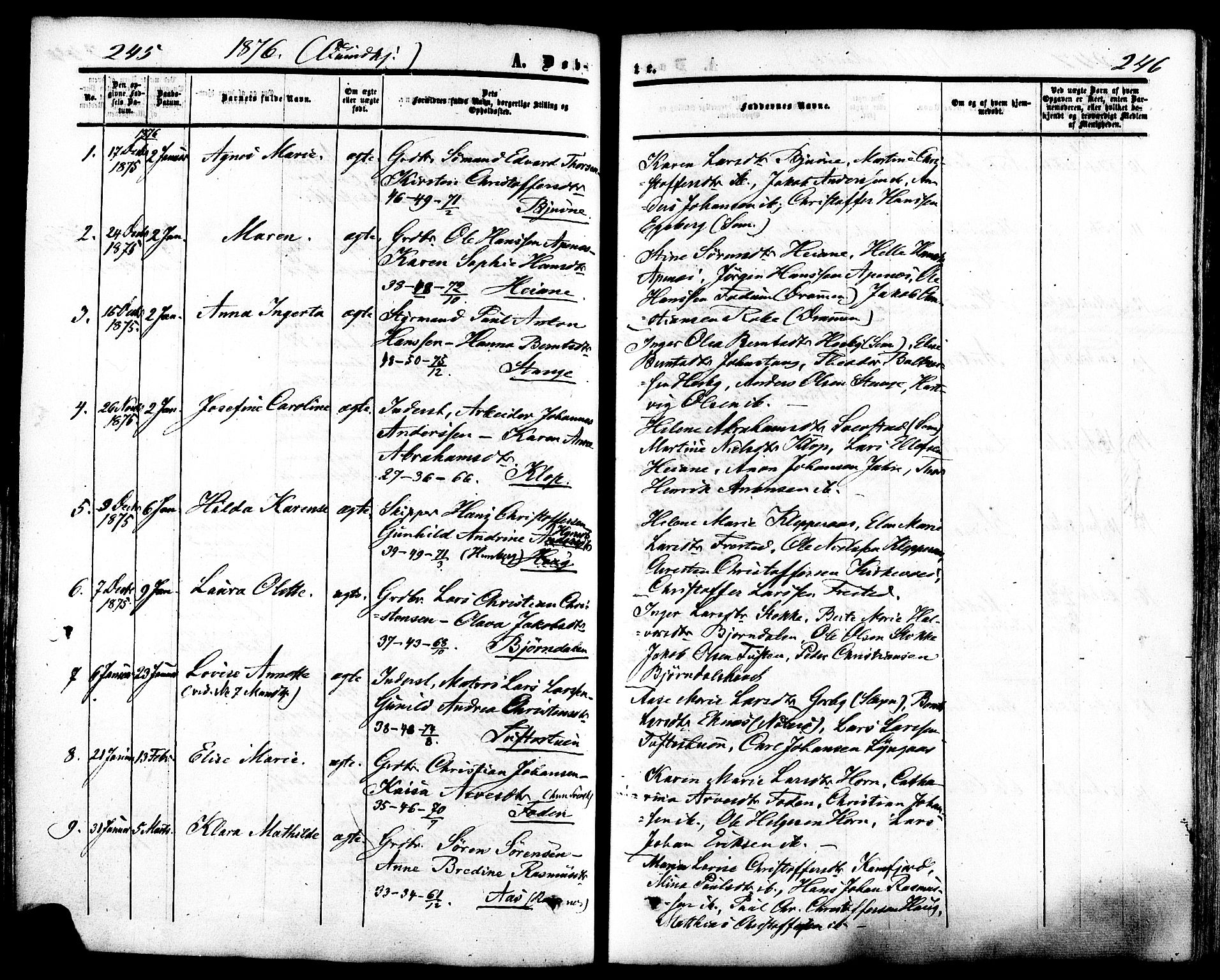 Ramnes kirkebøker, SAKO/A-314/F/Fa/L0006: Parish register (official) no. I 6, 1862-1877, p. 245-246