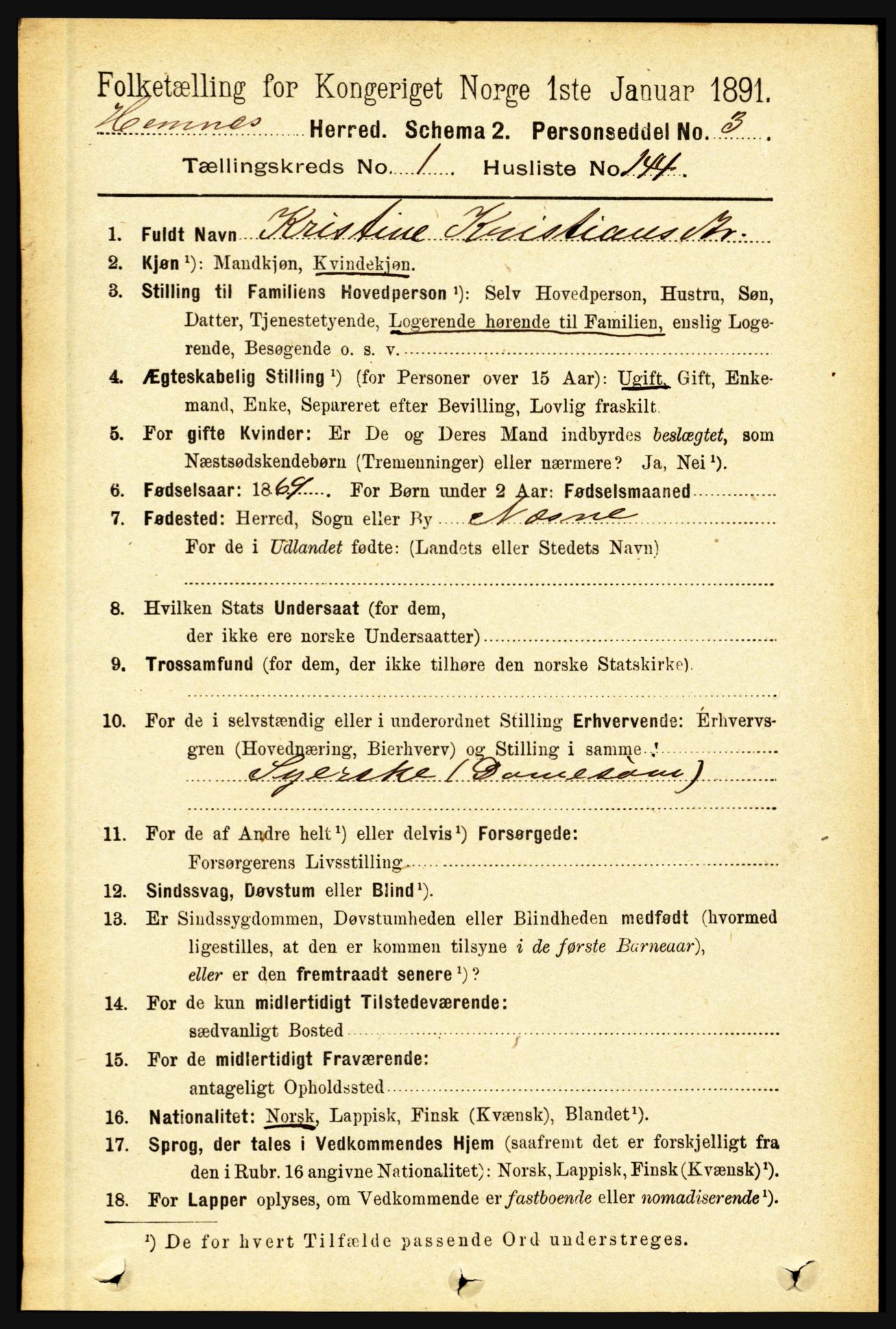 RA, 1891 census for 1832 Hemnes, 1891, p. 1062