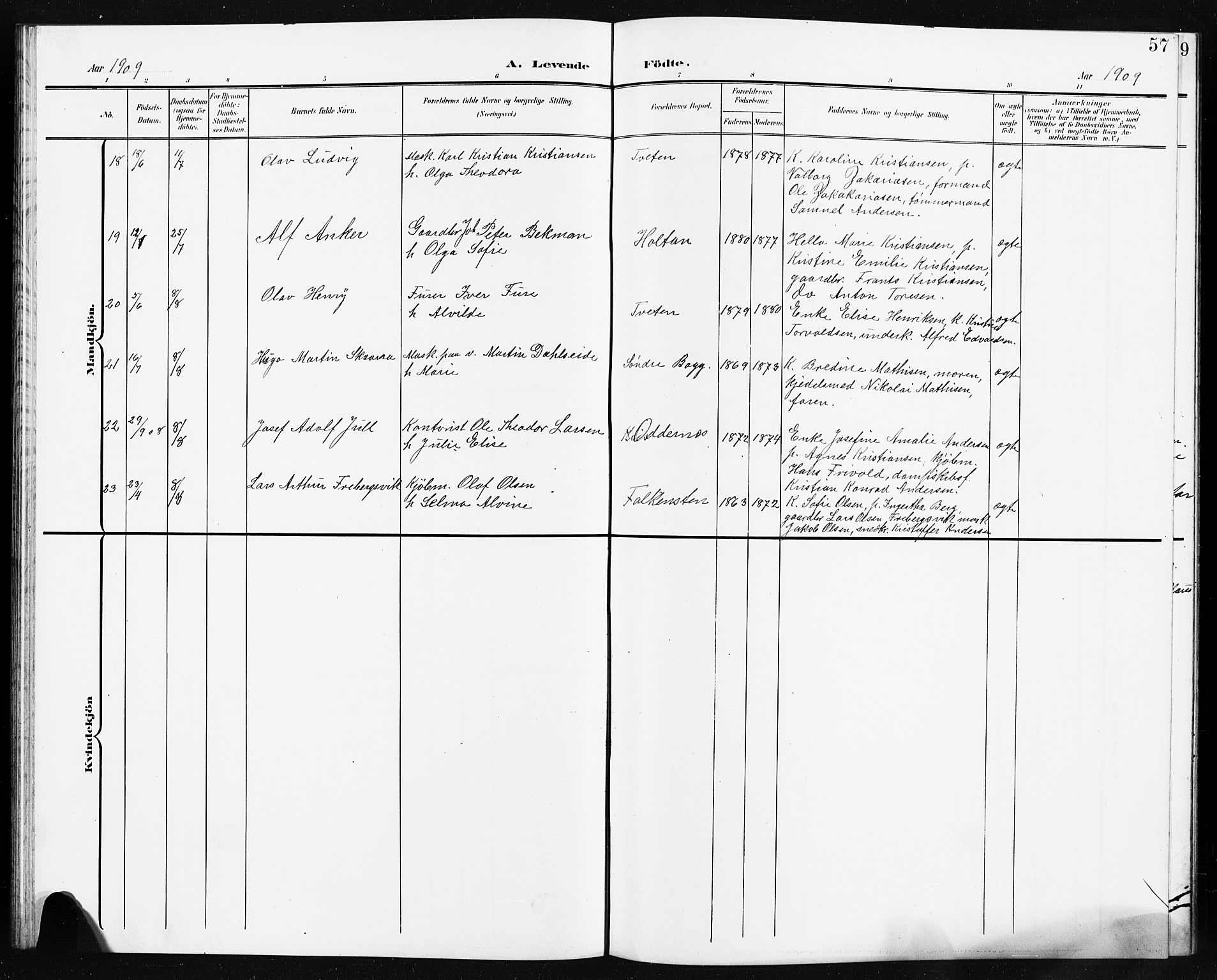 Borre kirkebøker, AV/SAKO-A-338/G/Ga/L0005: Parish register (copy) no. I 5, 1898-1910, p. 57