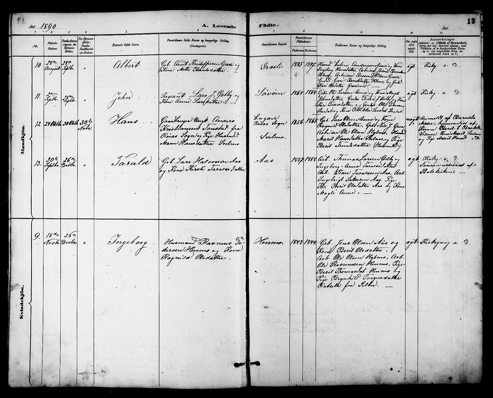 Ministerialprotokoller, klokkerbøker og fødselsregistre - Sør-Trøndelag, AV/SAT-A-1456/698/L1167: Parish register (copy) no. 698C04, 1888-1907, p. 13