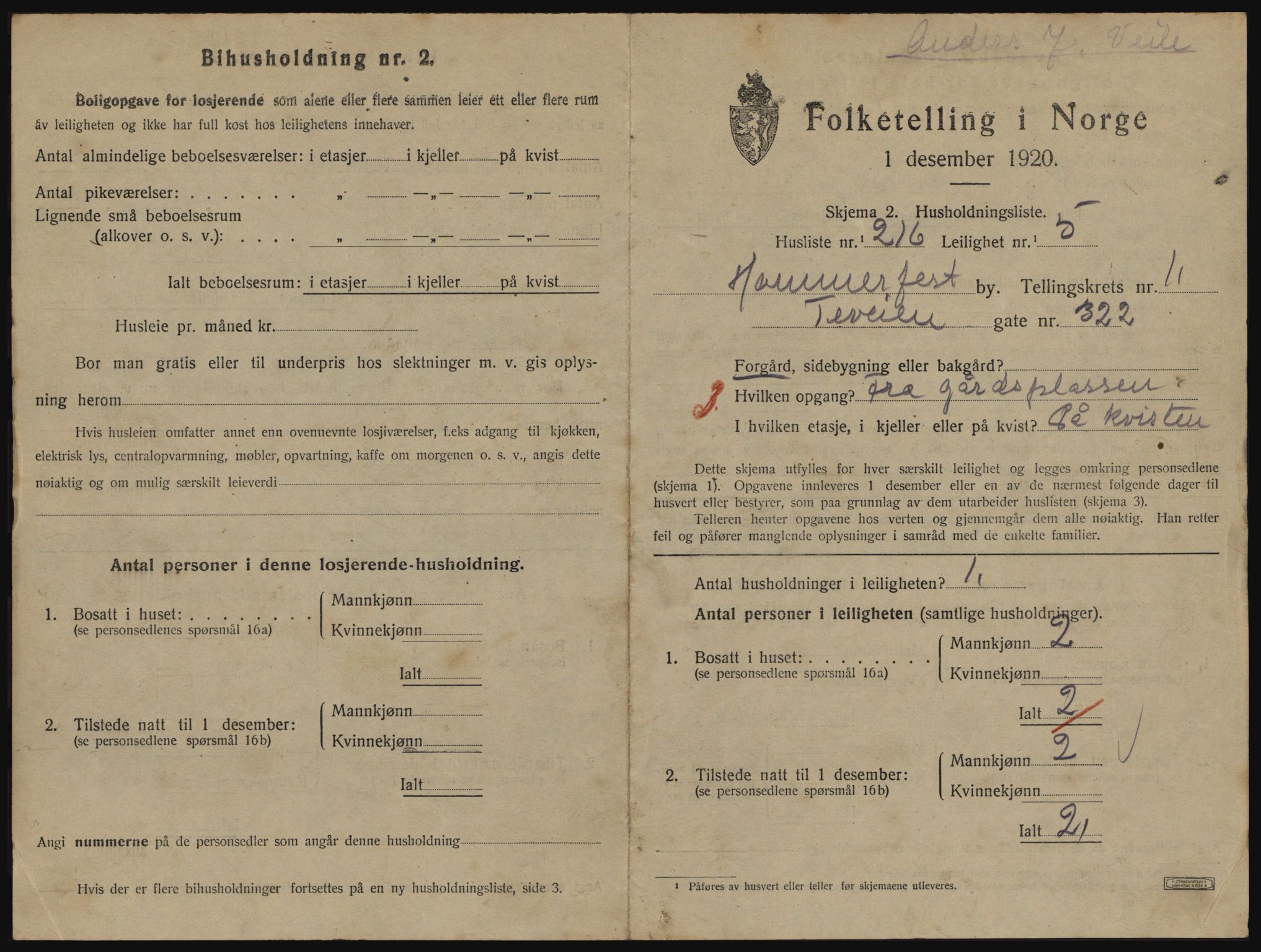 SATØ, 1920 census for Hammerfest, 1920, p. 1660