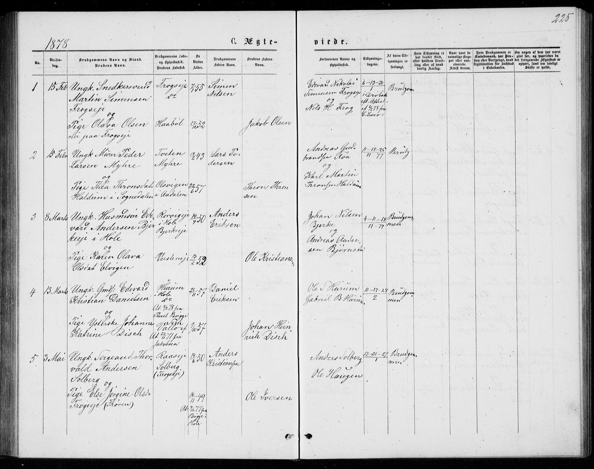 Norderhov kirkebøker, AV/SAKO-A-237/G/Ga/L0007: Parish register (copy) no. I 7, 1877-1887, p. 225