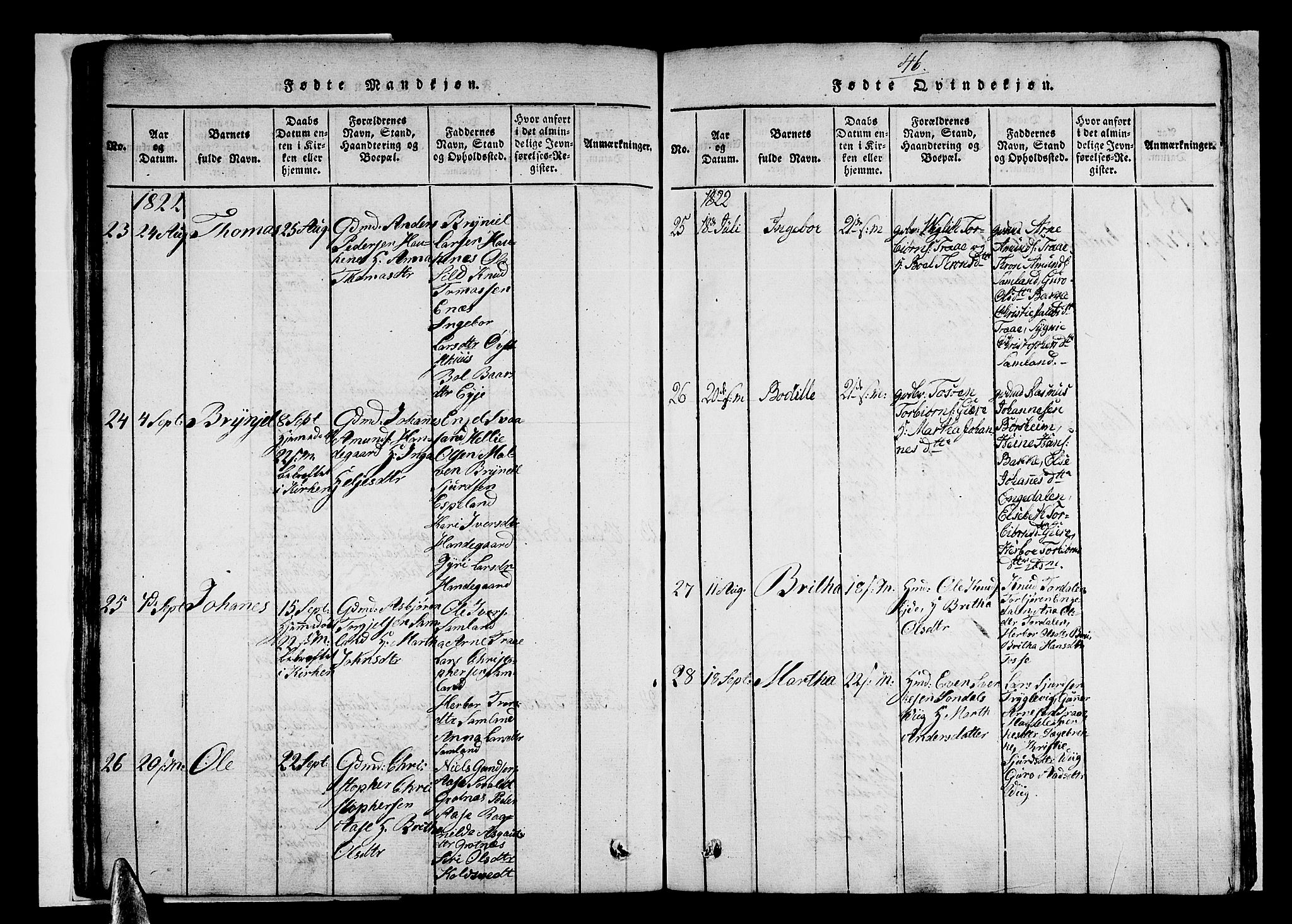 Strandebarm sokneprestembete, AV/SAB-A-78401/H/Haa: Parish register (official) no. A 5, 1816-1826, p. 46