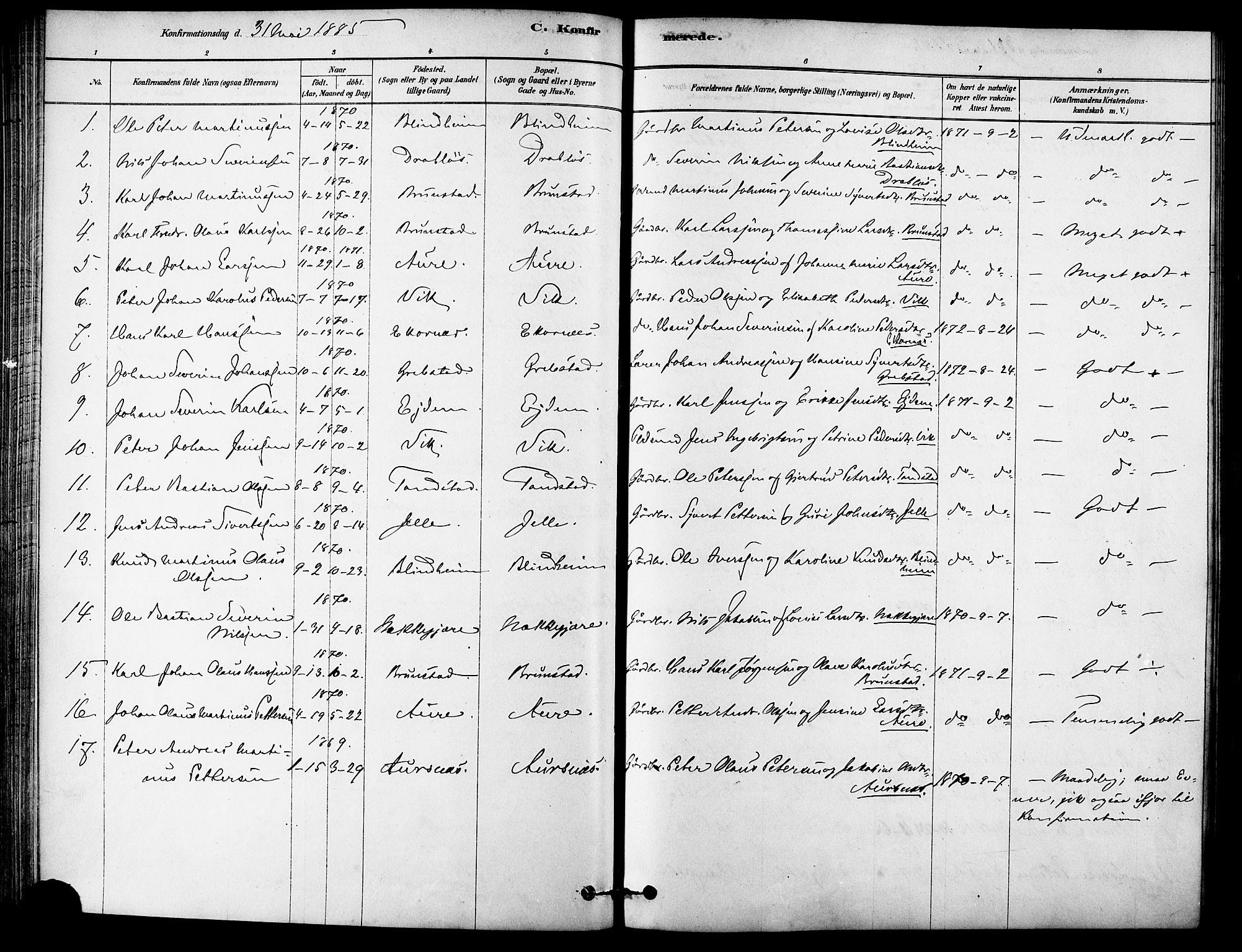 Ministerialprotokoller, klokkerbøker og fødselsregistre - Møre og Romsdal, AV/SAT-A-1454/523/L0334: Parish register (official) no. 523A01, 1878-1891