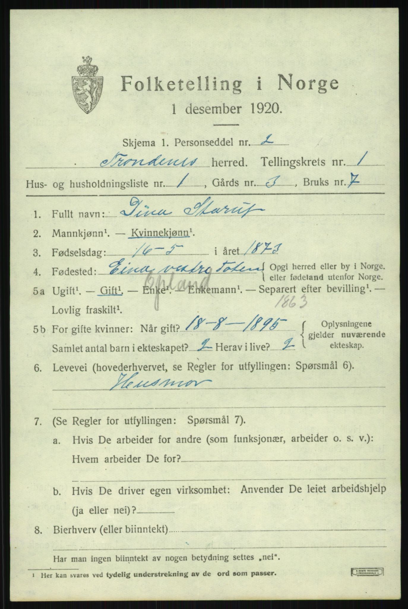 SATØ, 1920 census for Trondenes, 1920, p. 3169